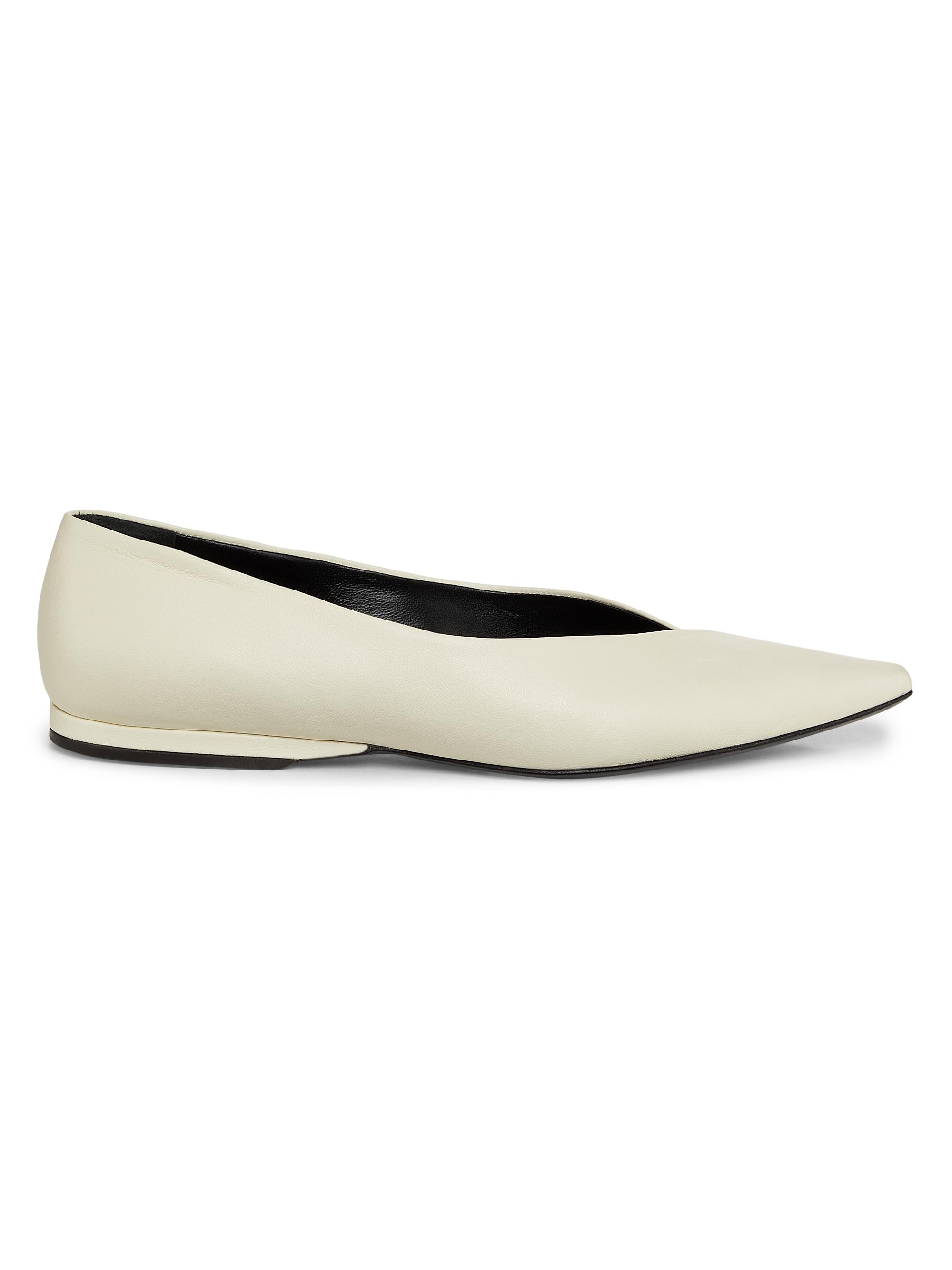 Loulou de Saison Women's Barsi Pointed-Toe Leather Ballerina Flats - Cream