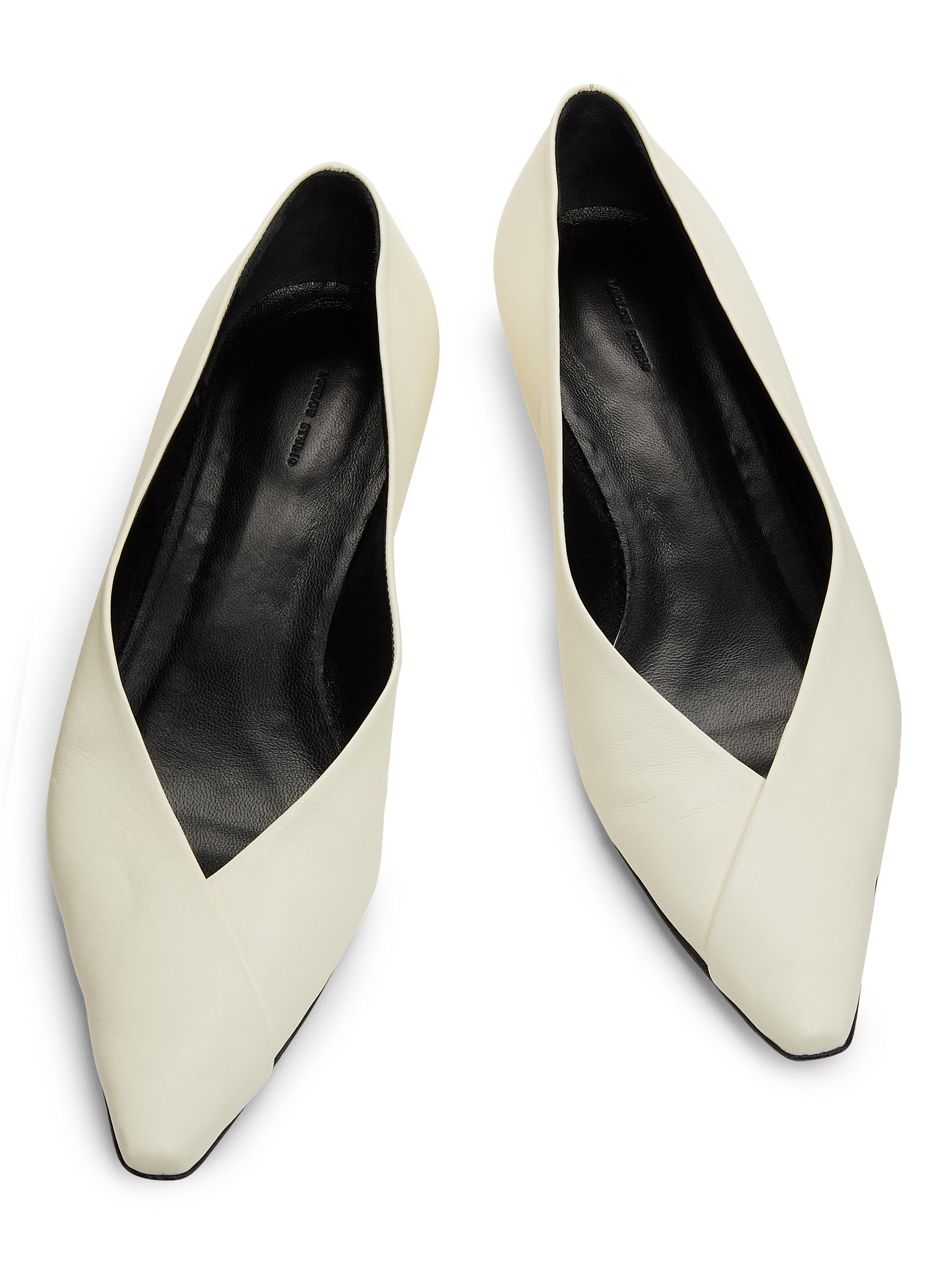 Loulou de Saison Barsi Pointed-Toe Leather Ballerina Flats | Saks