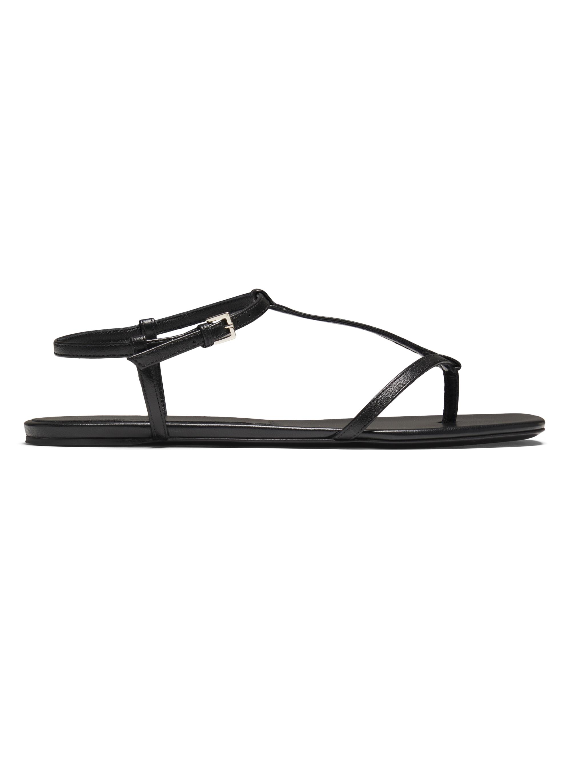 Loulou de Saison Women's Amaru Leather T-Strap Sandals - Black