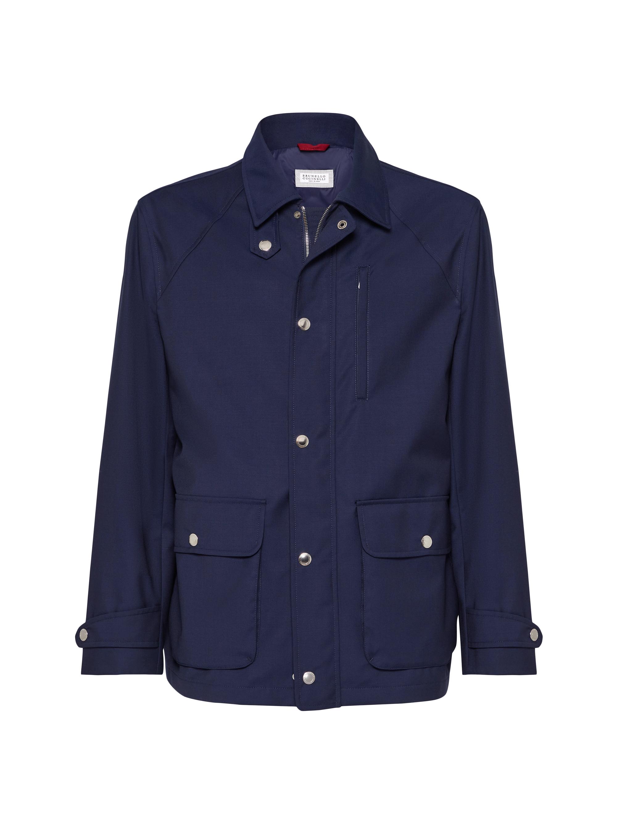 Brunello Cucinelli Men's Bonded Virgin Wool Fresco Field Jacket - Blue