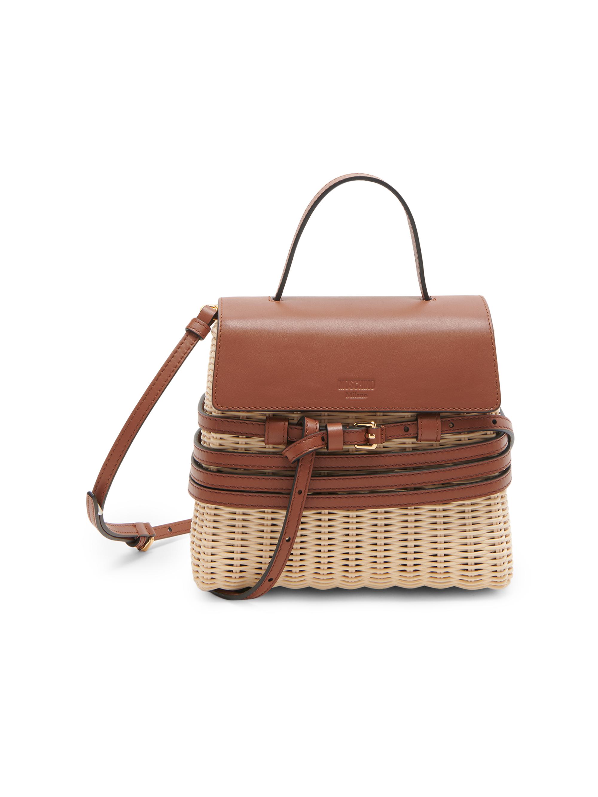 Moschino Women's Tie Me Wicker & Leather Top Handle Bag - Natural Hide