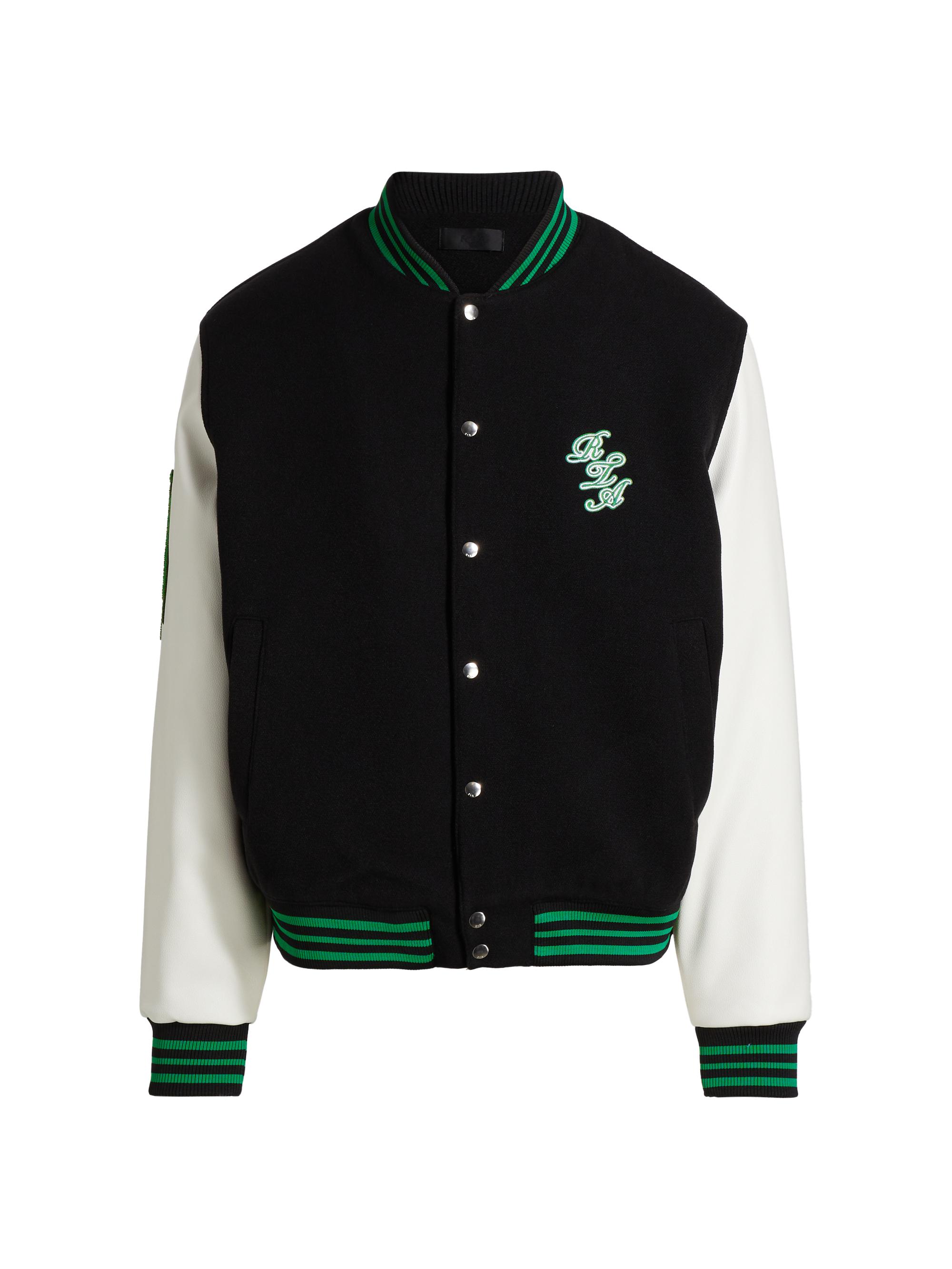 RTA Men's Concrete Marty Varsity Jacket - Black White Script Logo