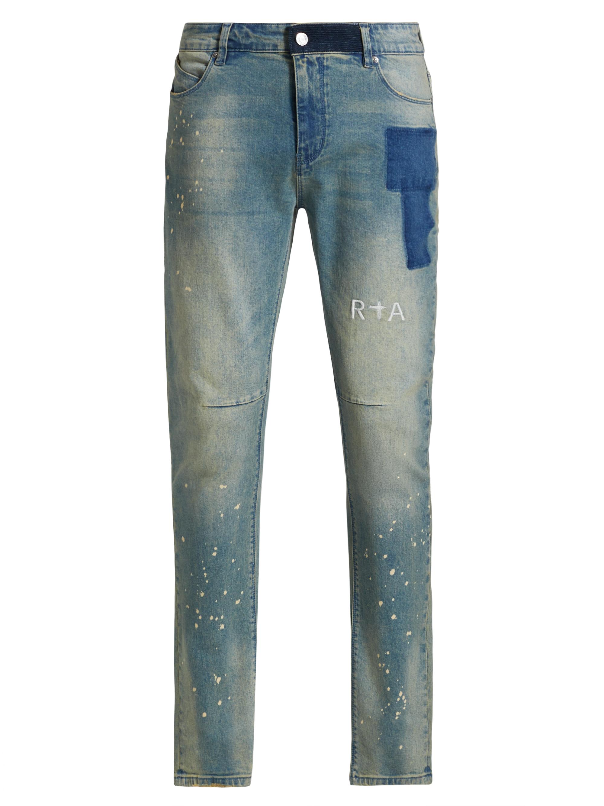 RTA Men's Concrete Bryant Skinny-Leg Logo Jeans - Blue Kyanite