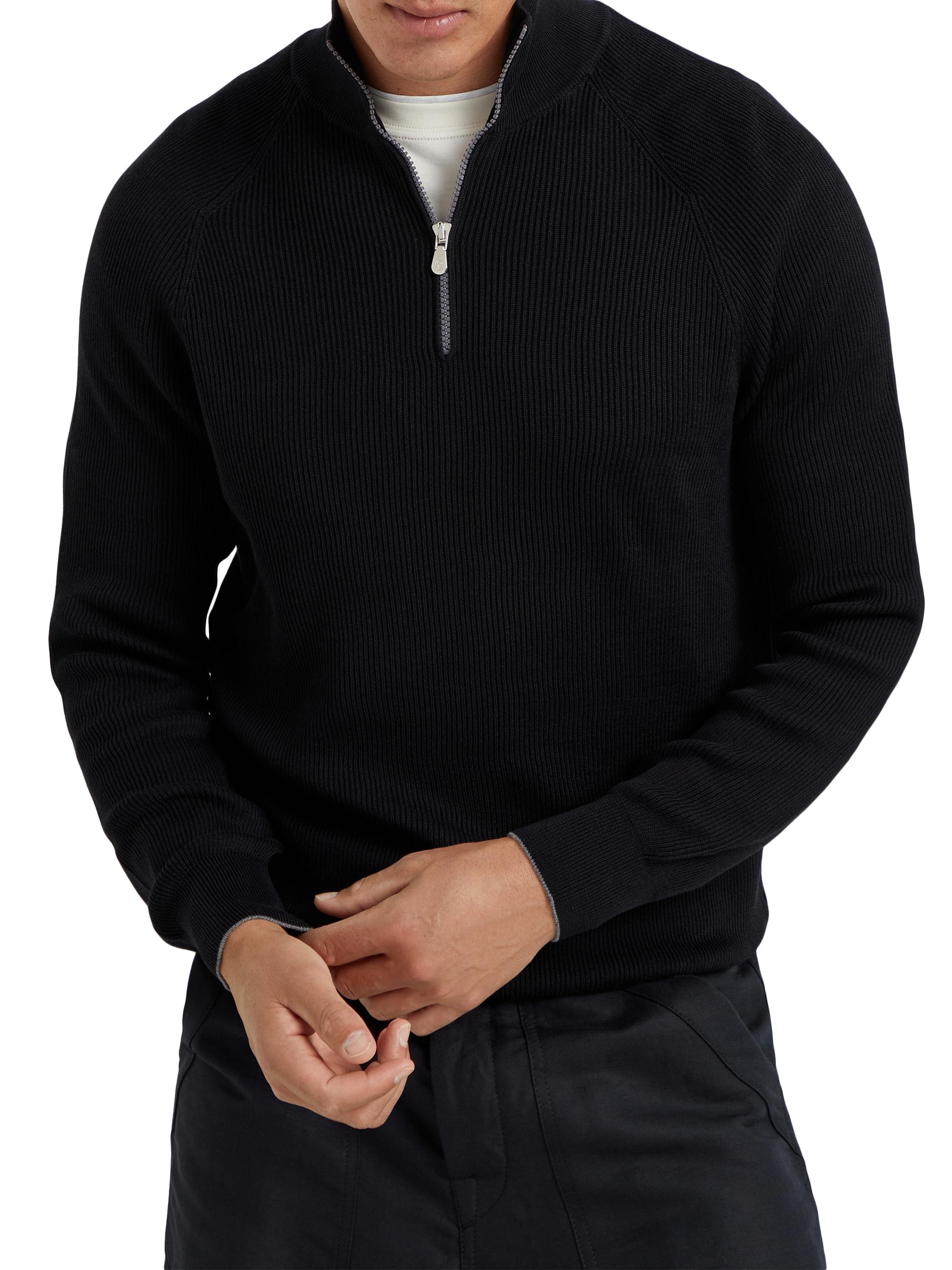 Brunello Cucinelli Cotton English Rib Sweater with Half Zip | Saks