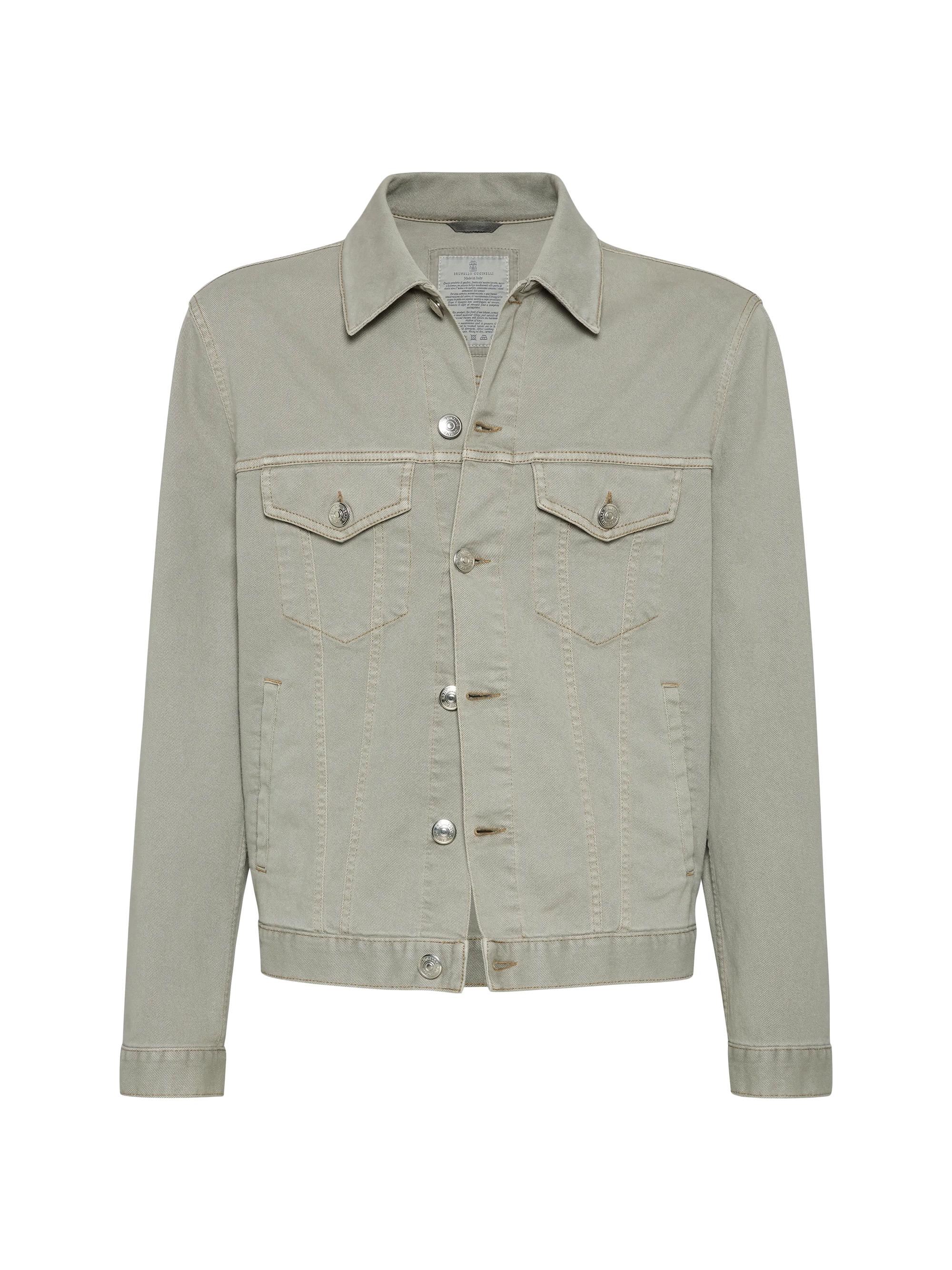 Brunello Cucinelli Men's Four Pocket Jacket in Comfort Cotton Lightweight Denim - Khaki