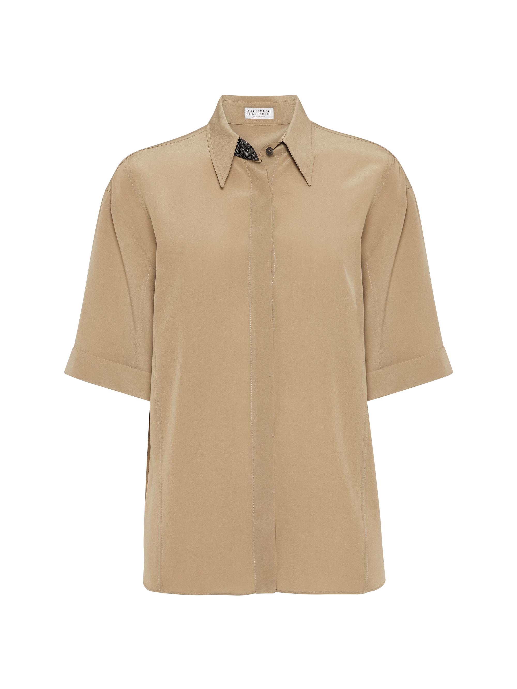 Brunello Cucinelli Women's Silk Crepe De Chine Shirt - Beige