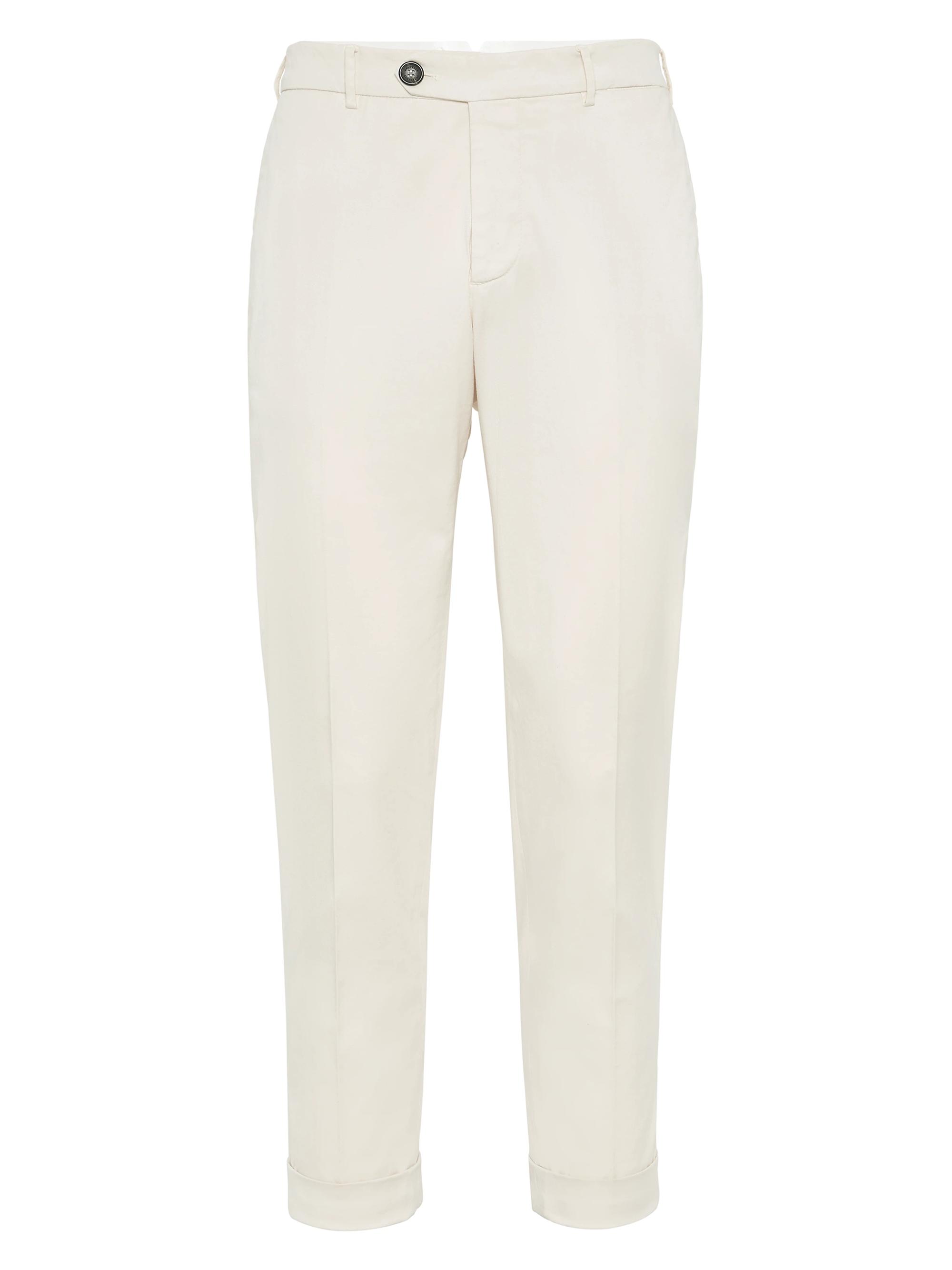 Brunello Cucinelli Men's Trousers in American Pima Comfort Cotton Gabardine - Off White