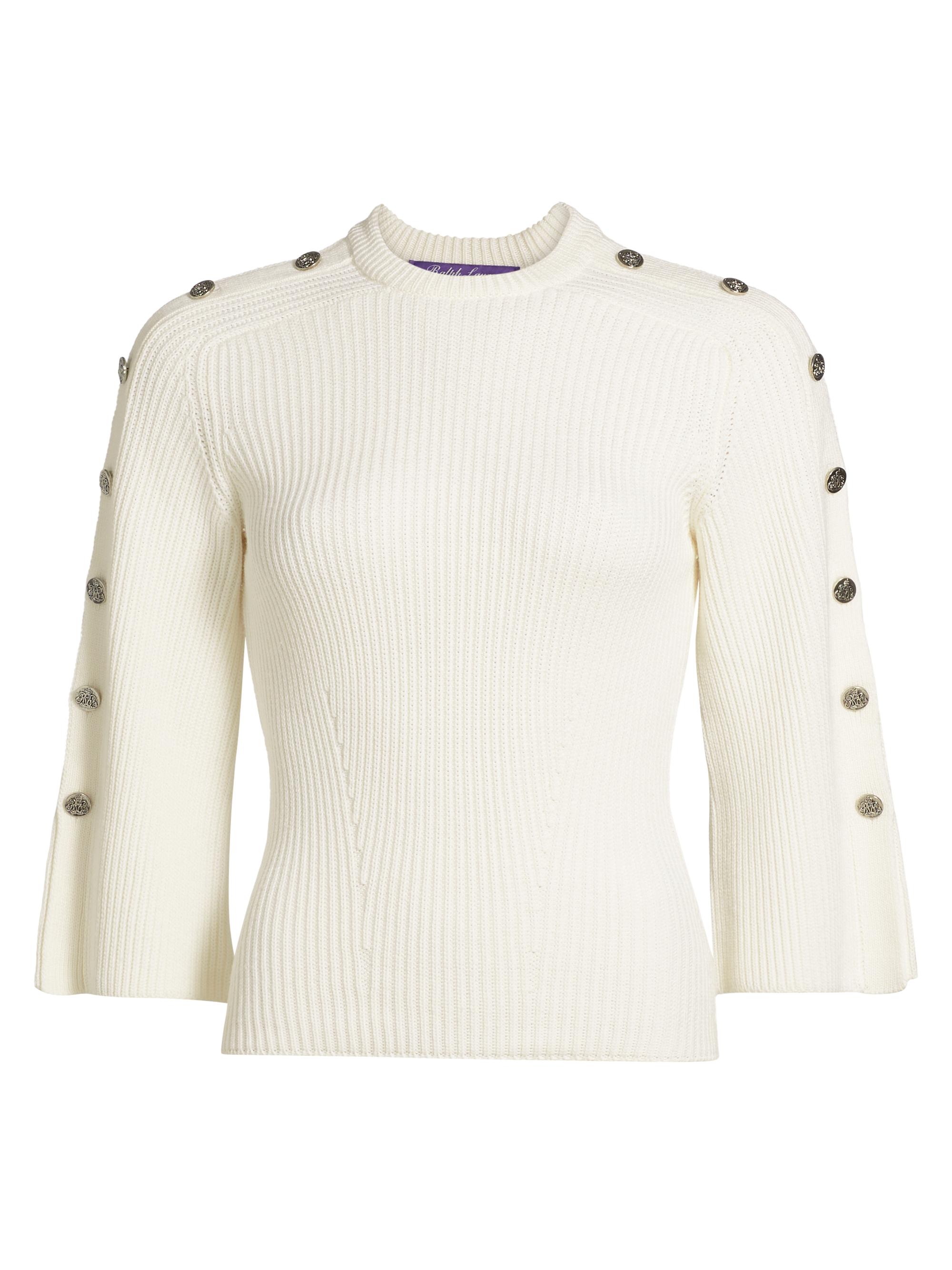 Ralph Lauren Collection Women's Buttoned Wool-Silk Sweater - Cream