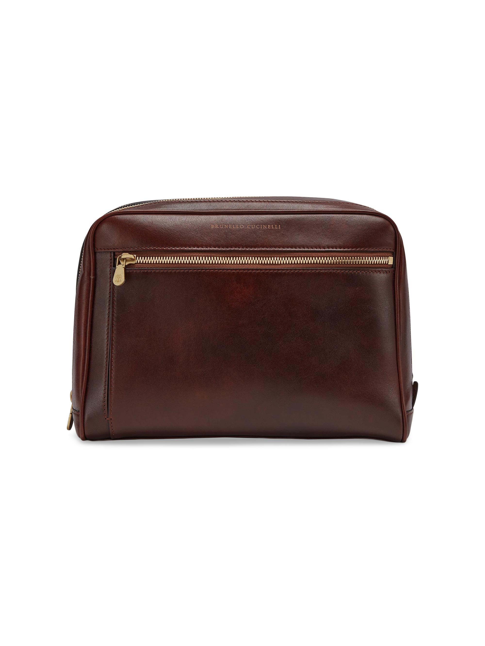 Brunello Cucinelli Men's Calfskin Beauty Case - Burgundy