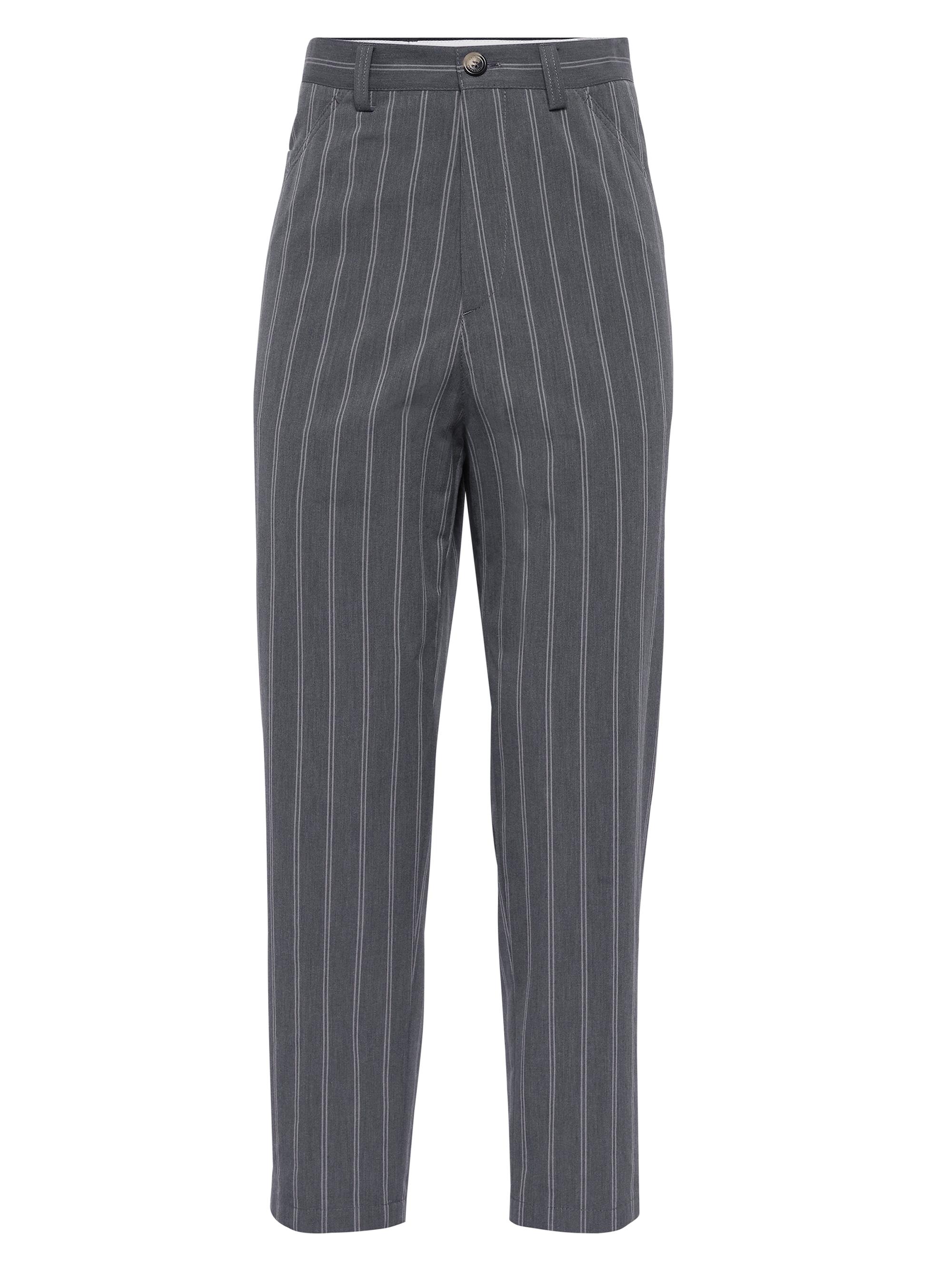 Brunello Cucinelli Men's Cotton Double Stripe Leisure Fit Trousers - Medium Grey