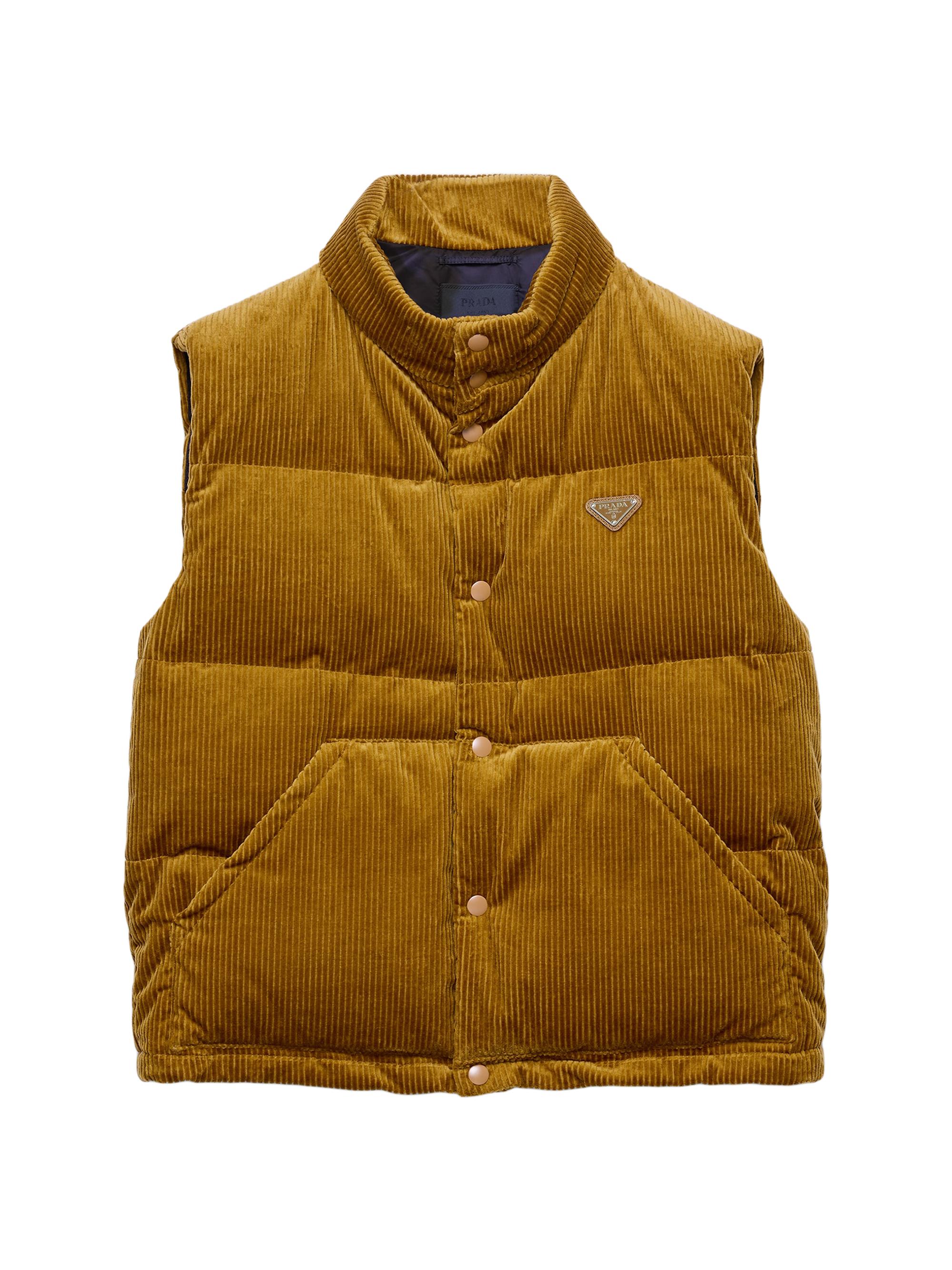 Prada Men's Corduroy Down Vest - Yellow
