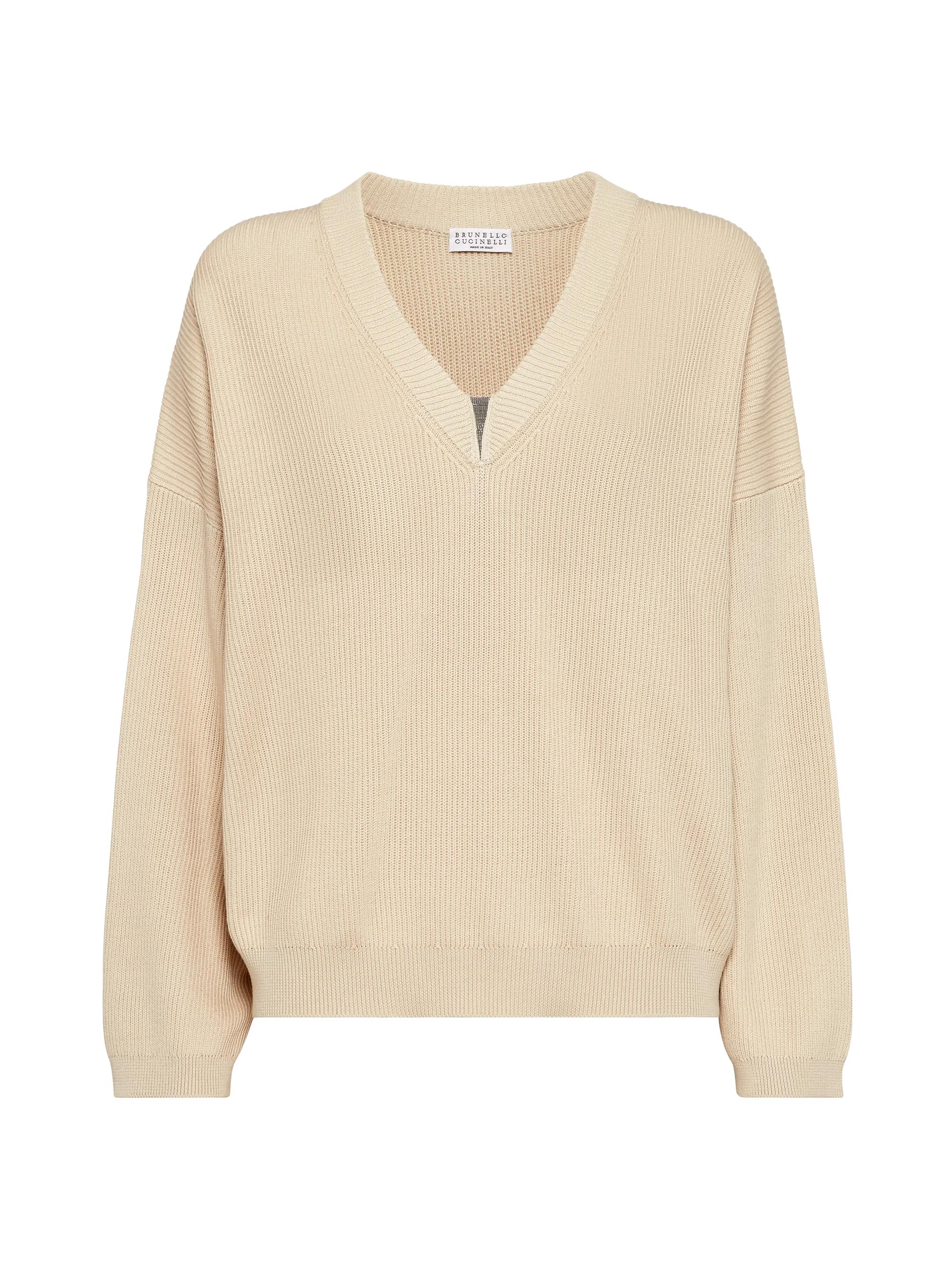 Brunello Cucinelli Women's Cotton English Rib Sweater - Butter