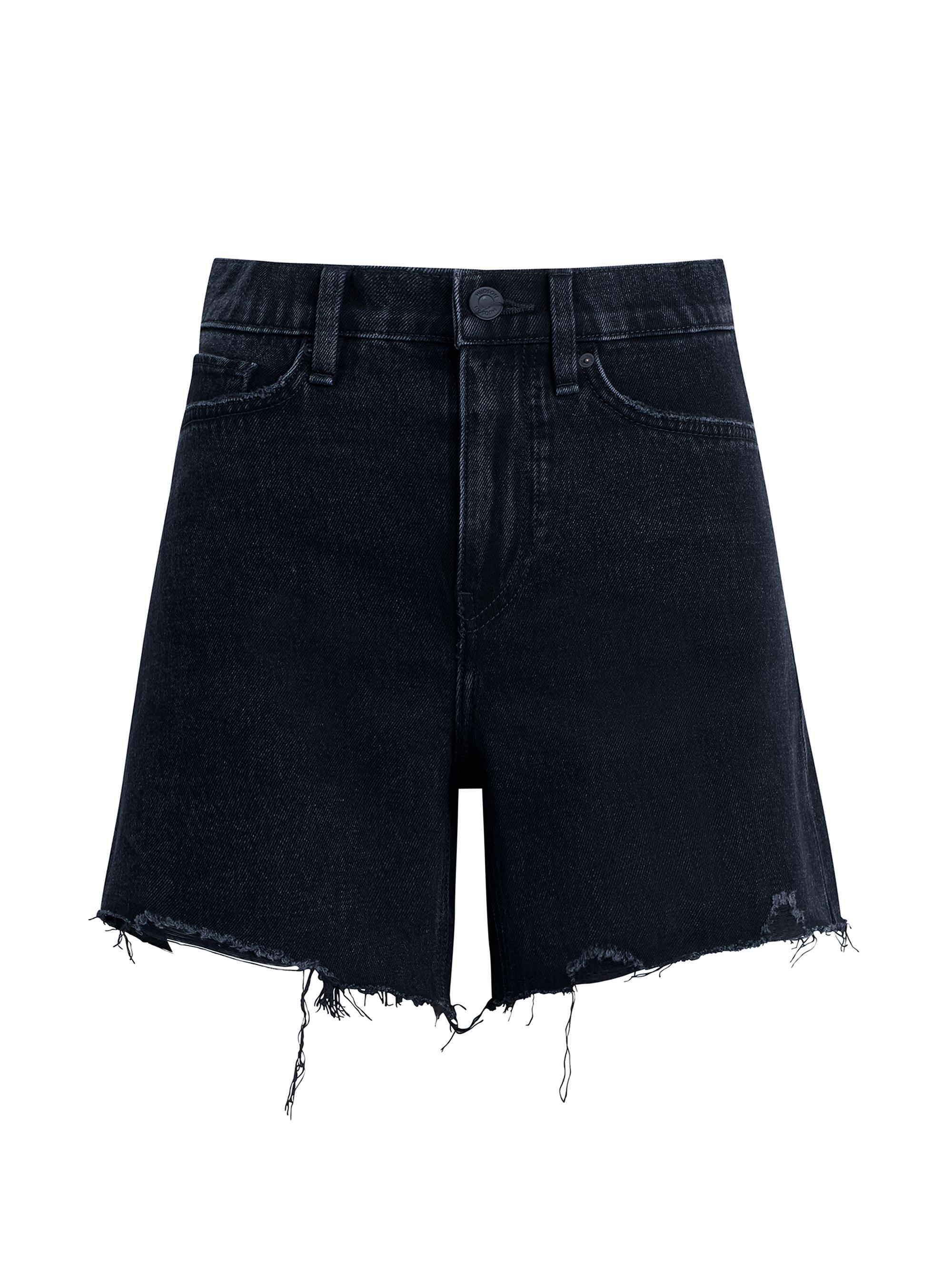 Hudson Jeans Women's Devon High-Rise Boyfriend Denim Shorts - Destructed Black