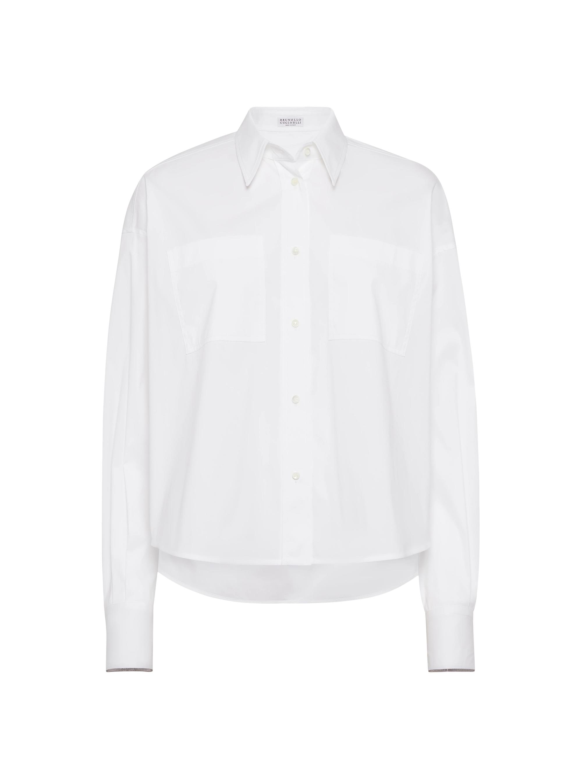 Brunello Cucinelli Women's Stretch Cotton Poplin Shirt - White