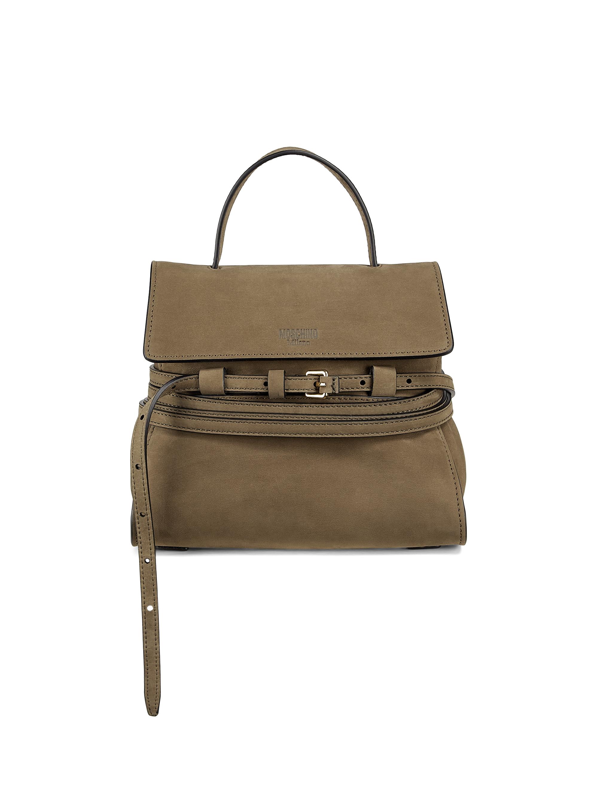 Moschino Women's Tie Me Nubuck Shoulder Bag - Forest