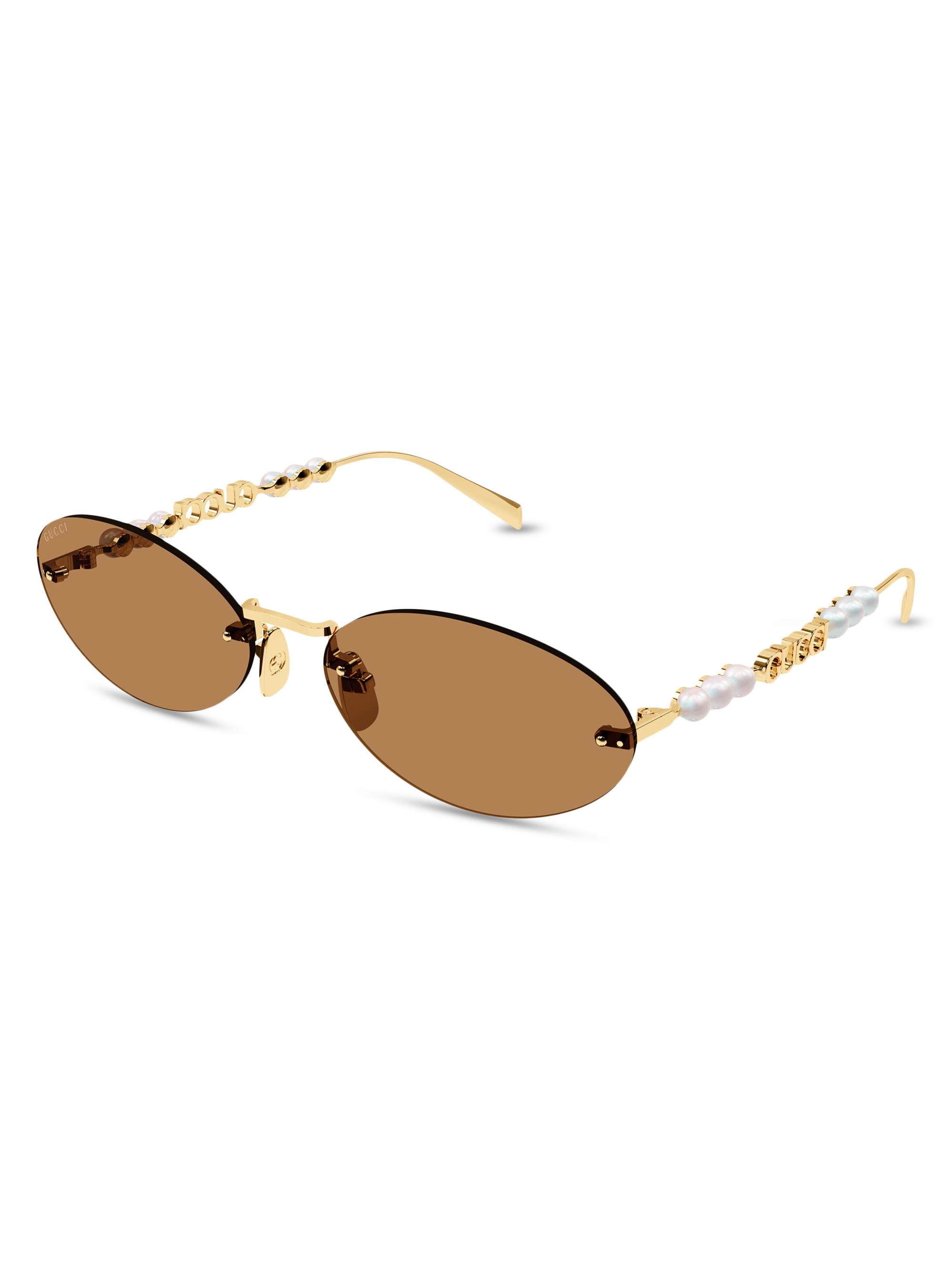 Gucci Women's Fashion Show 62MM Oval Sunglasses - Gold White Havana