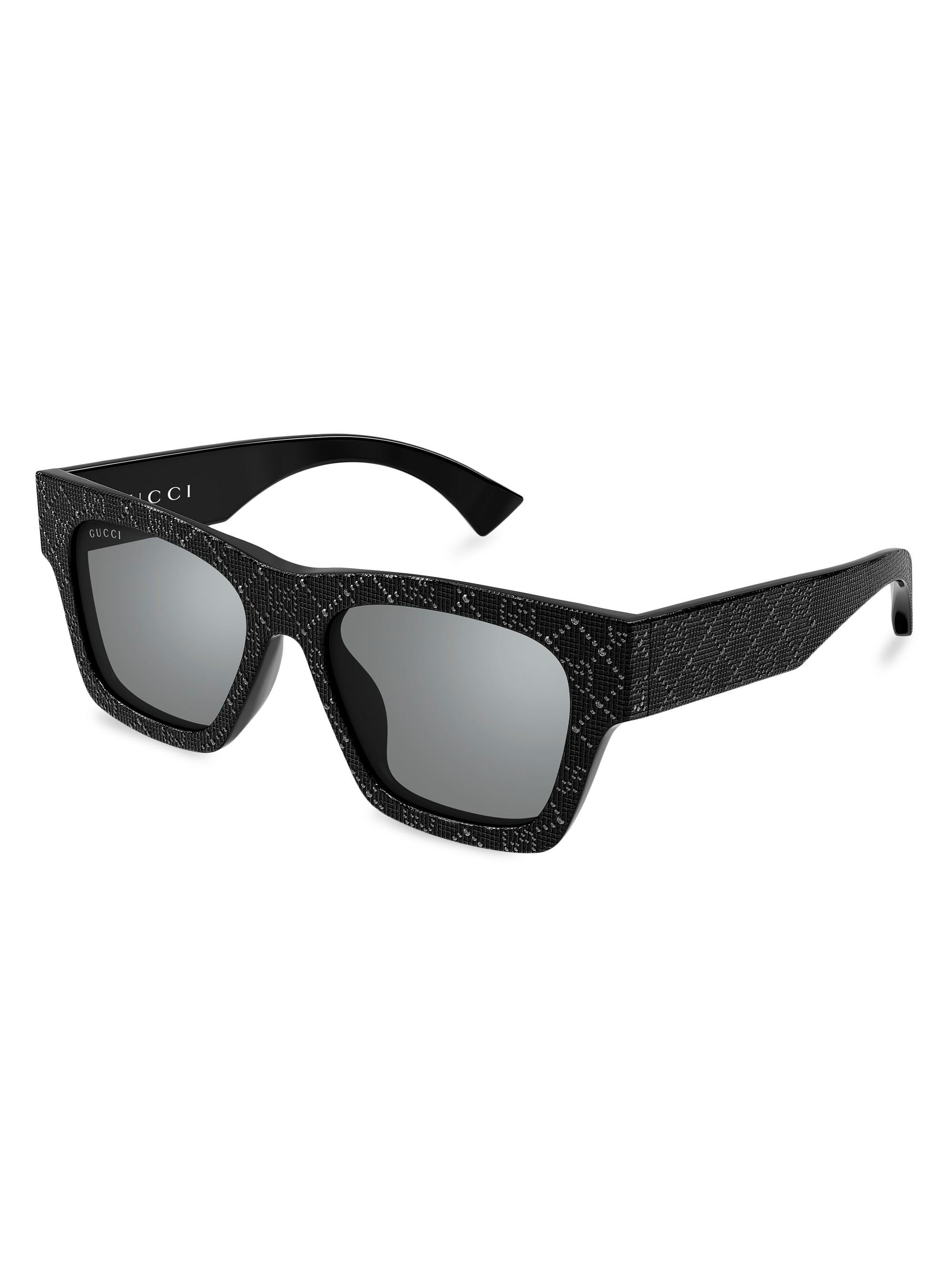 Gucci Women's  Miami Crystal-Embellished ssima 52MM Squared Sunglasses - Black Silver
