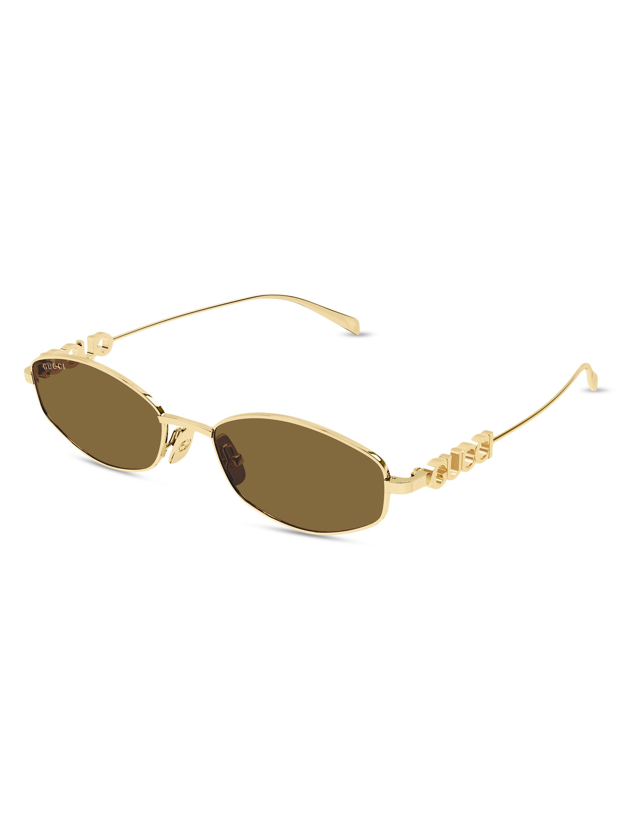 Gucci Women's  Block 55MM Logo Oval Sunglasses - Gold Green