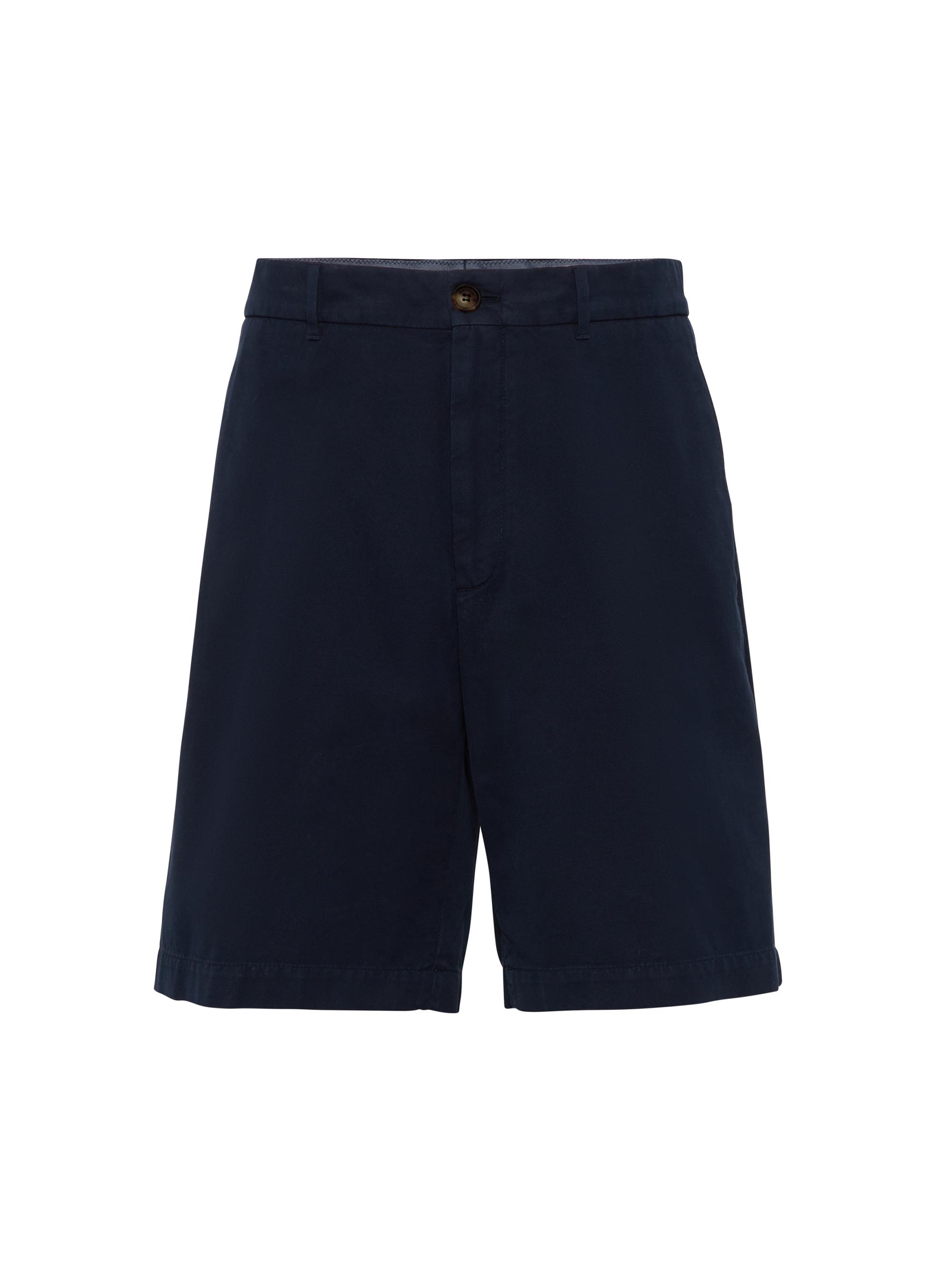 Brunello Cucinelli Men's Garment Dyed Bermuda Shorts in Twisted Cotton Gabardine - Navy Blue