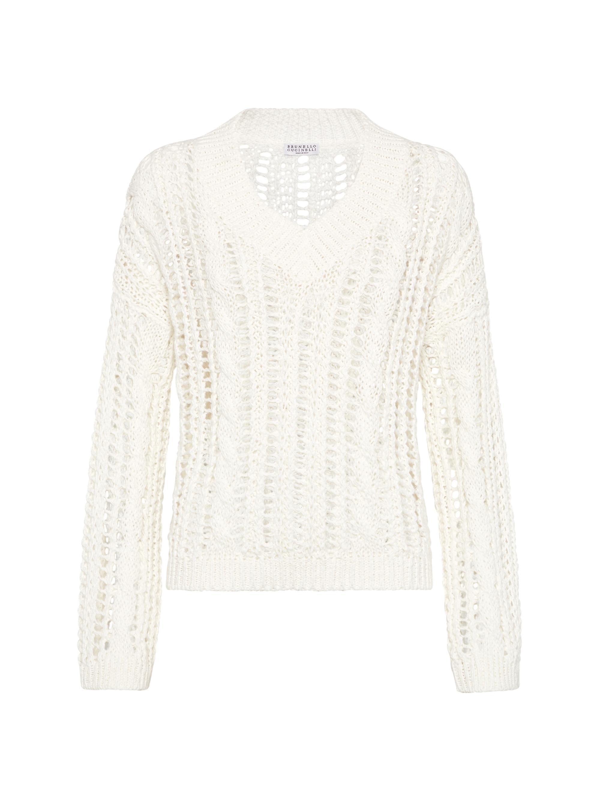 Brunello Cucinelli Women's Jute and Cotton Cable and Mesh Sweater - Panama