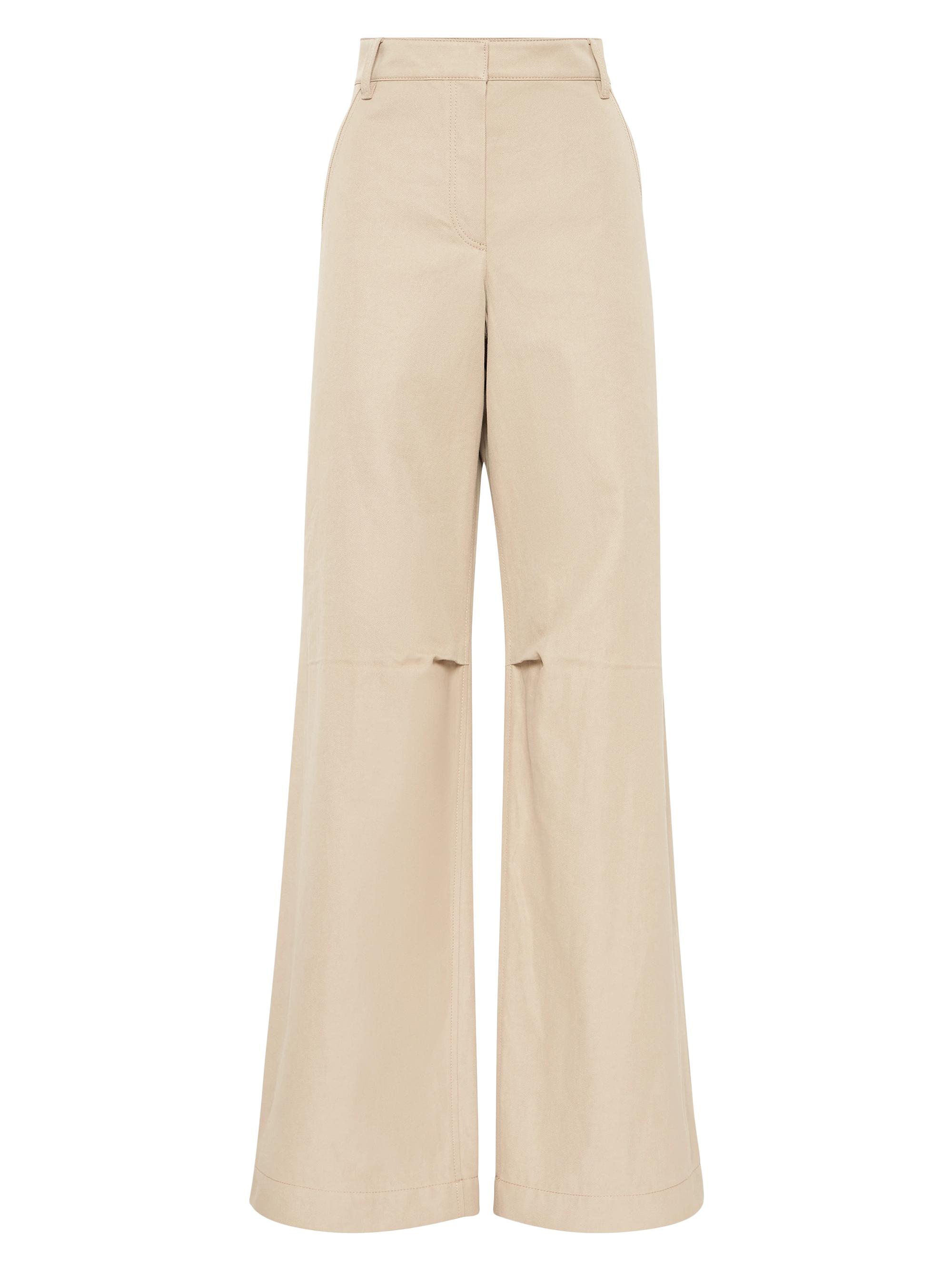 Brunello Cucinelli Women's Cotton and Linen Cover Ergonomic Loose Trousers - Beige