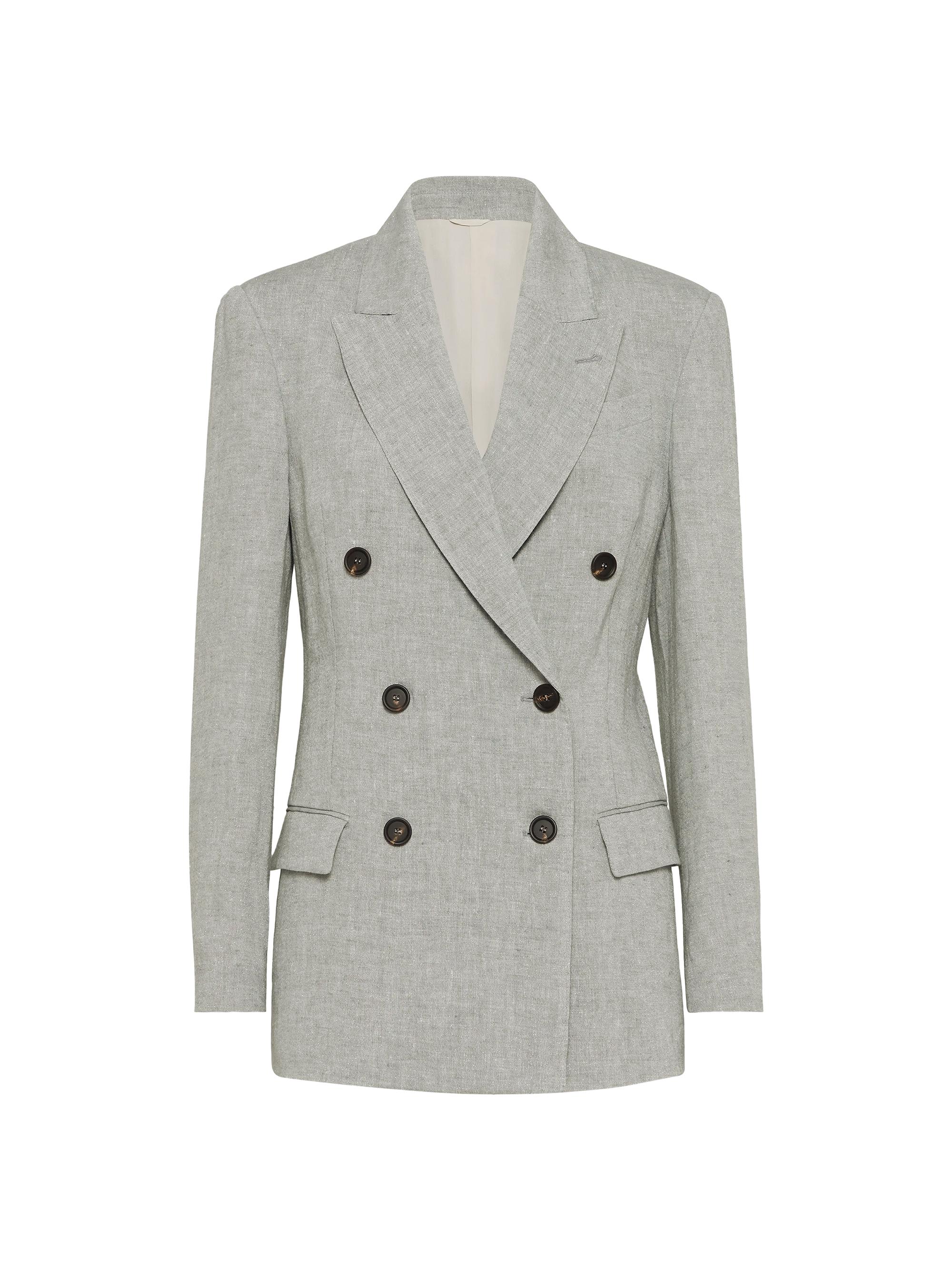 Brunello Cucinelli Women's Linen Sparkling Canvas Blazer - Light Grey