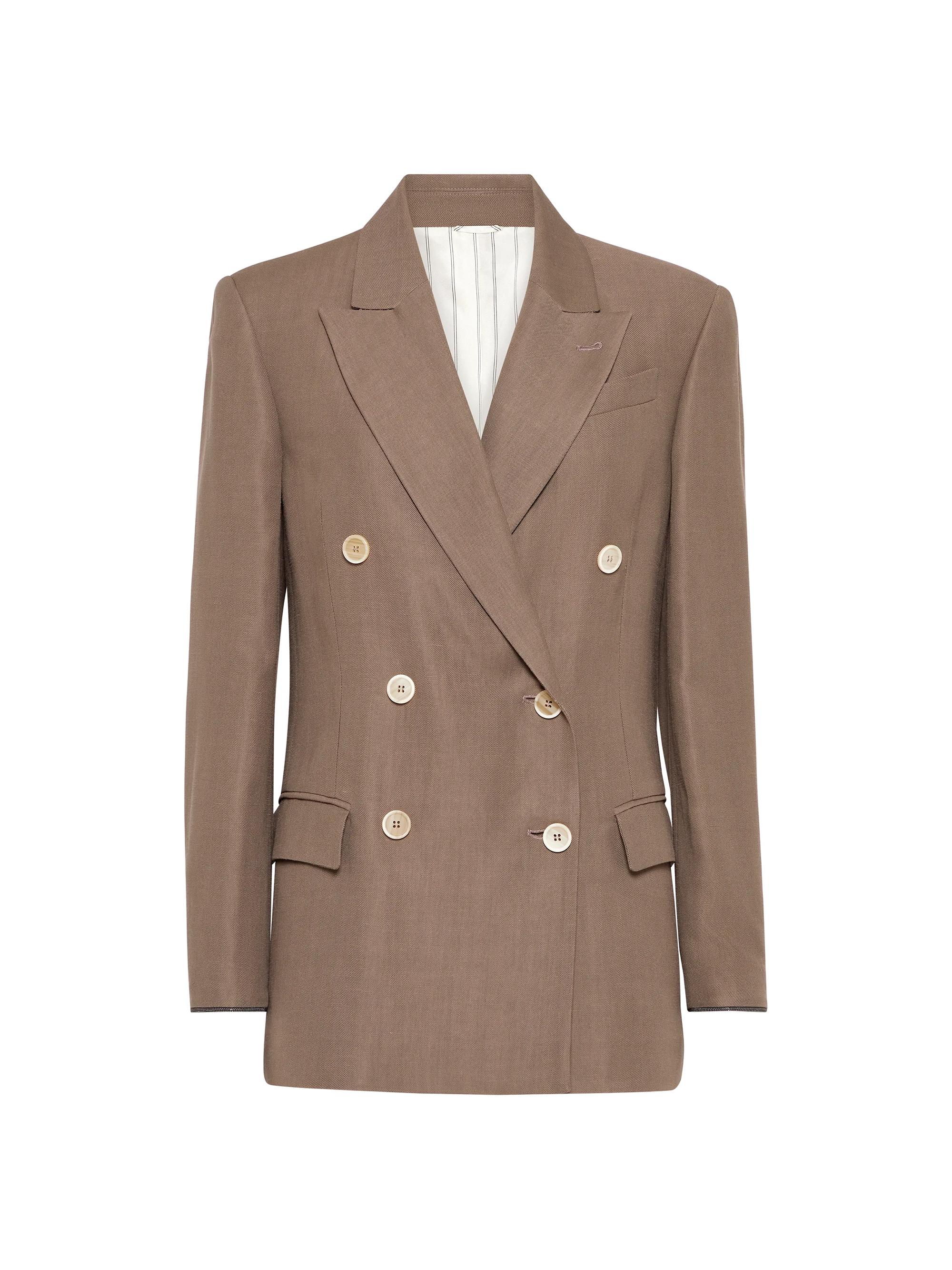 Brunello Cucinelli Women's Viscose and Linen Fluid Twill Blazer - Cocoa