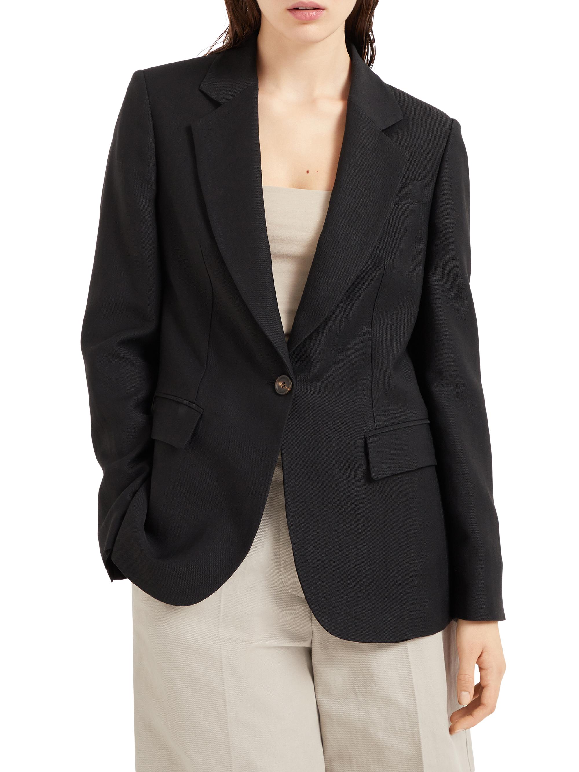 Brunello Cucinelli Women's Viscose and Linen Fluid Twill Blazer - Black