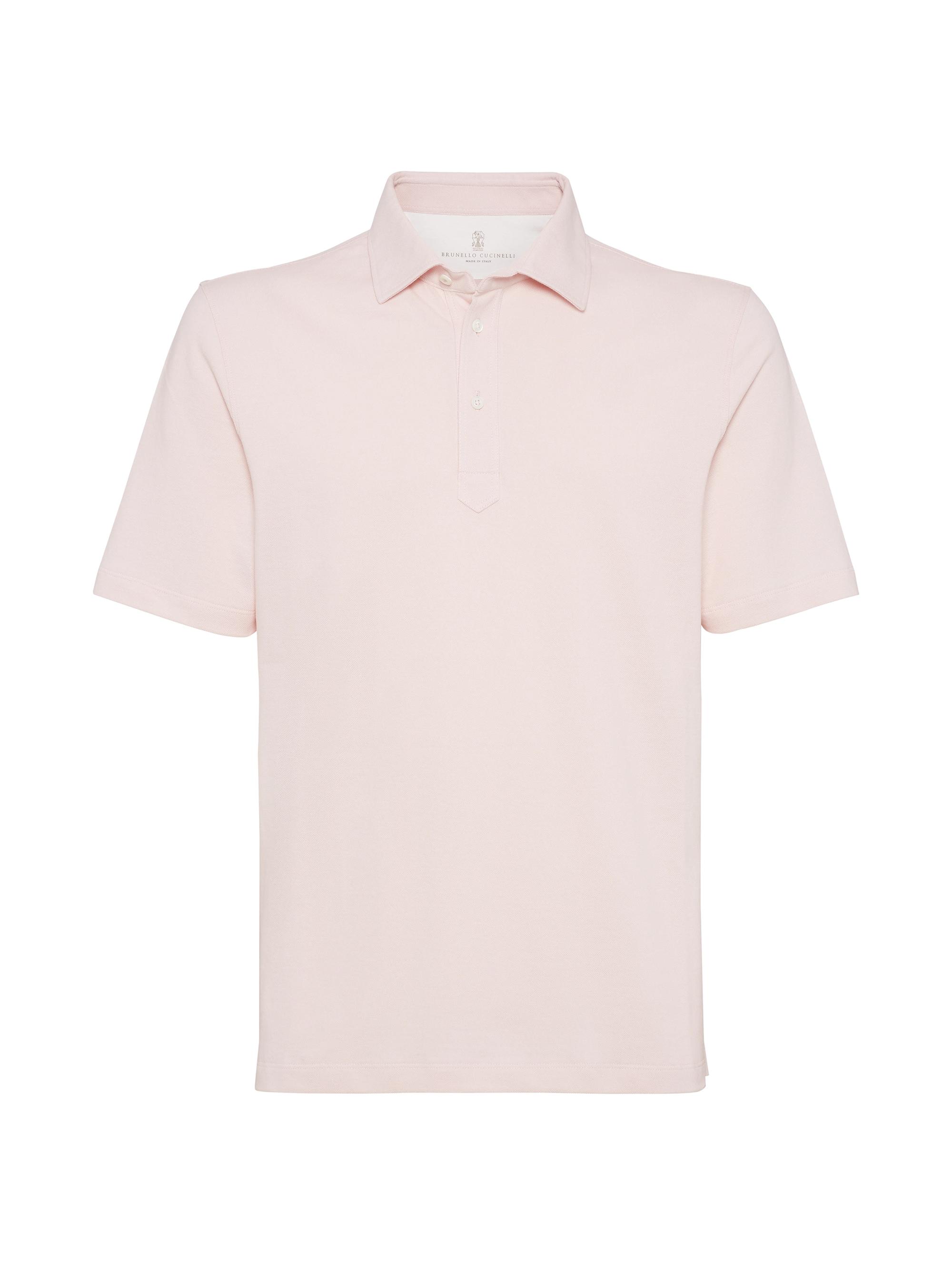 Brunello Cucinelli Men's Cotton Piqué Shirt Style Collar Polo Shirt - Sky Blue