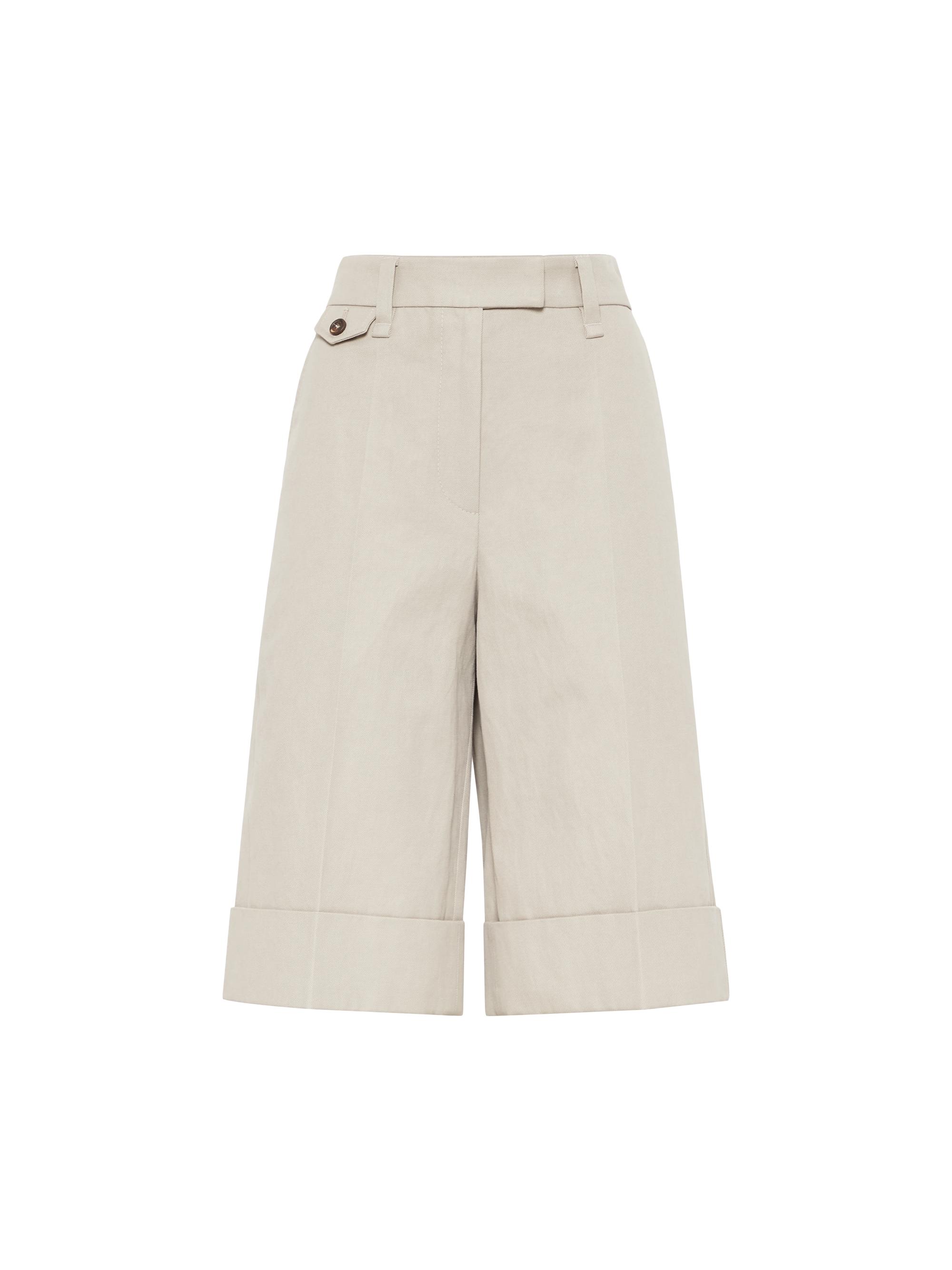 Brunello Cucinelli Women's Cotton and Linen Cover Sartorial Long Bermuda Shorts - Dessert