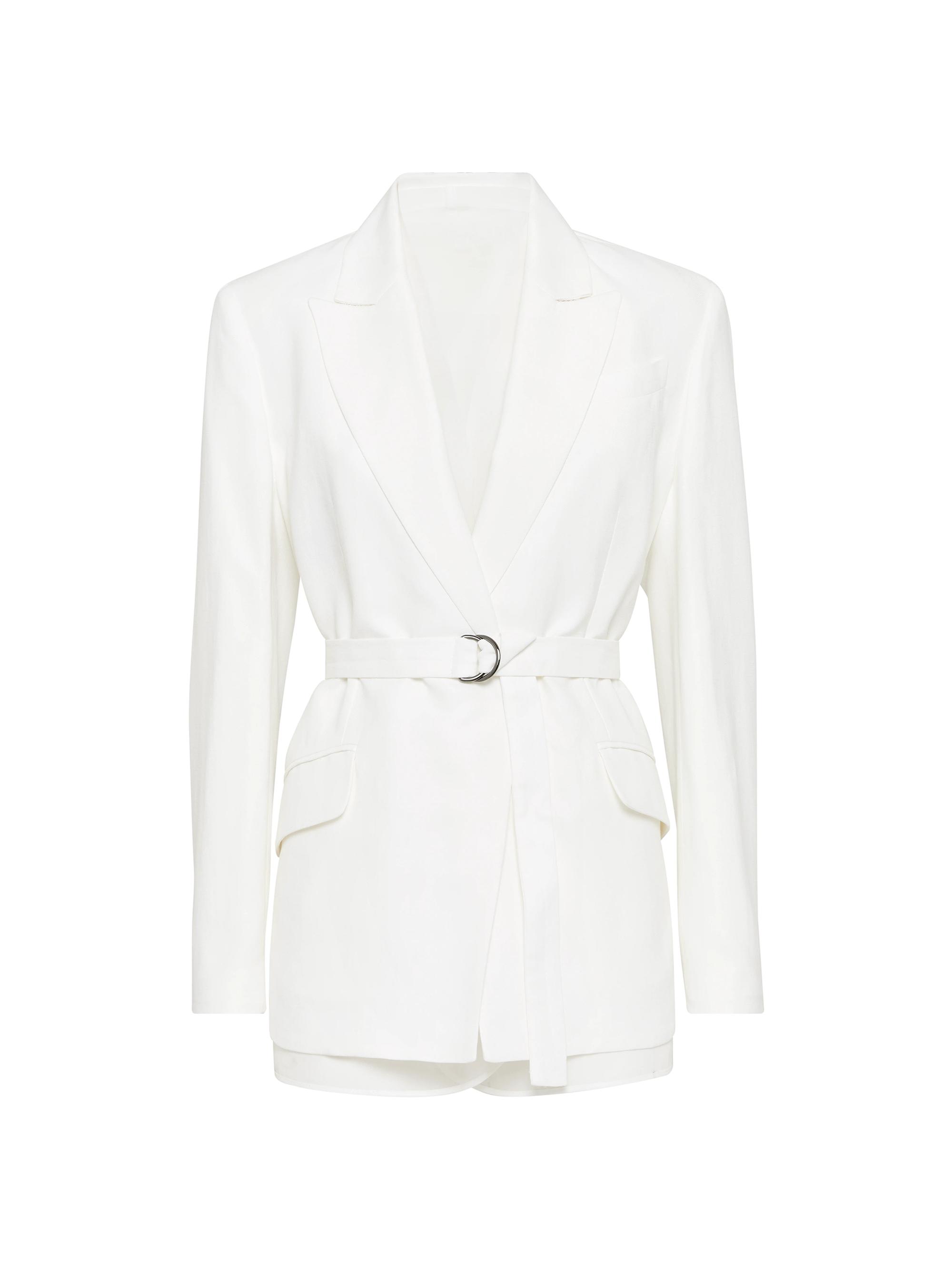 Brunello Cucinelli Women's Viscose and Linen Fluid Twill Blazer - White