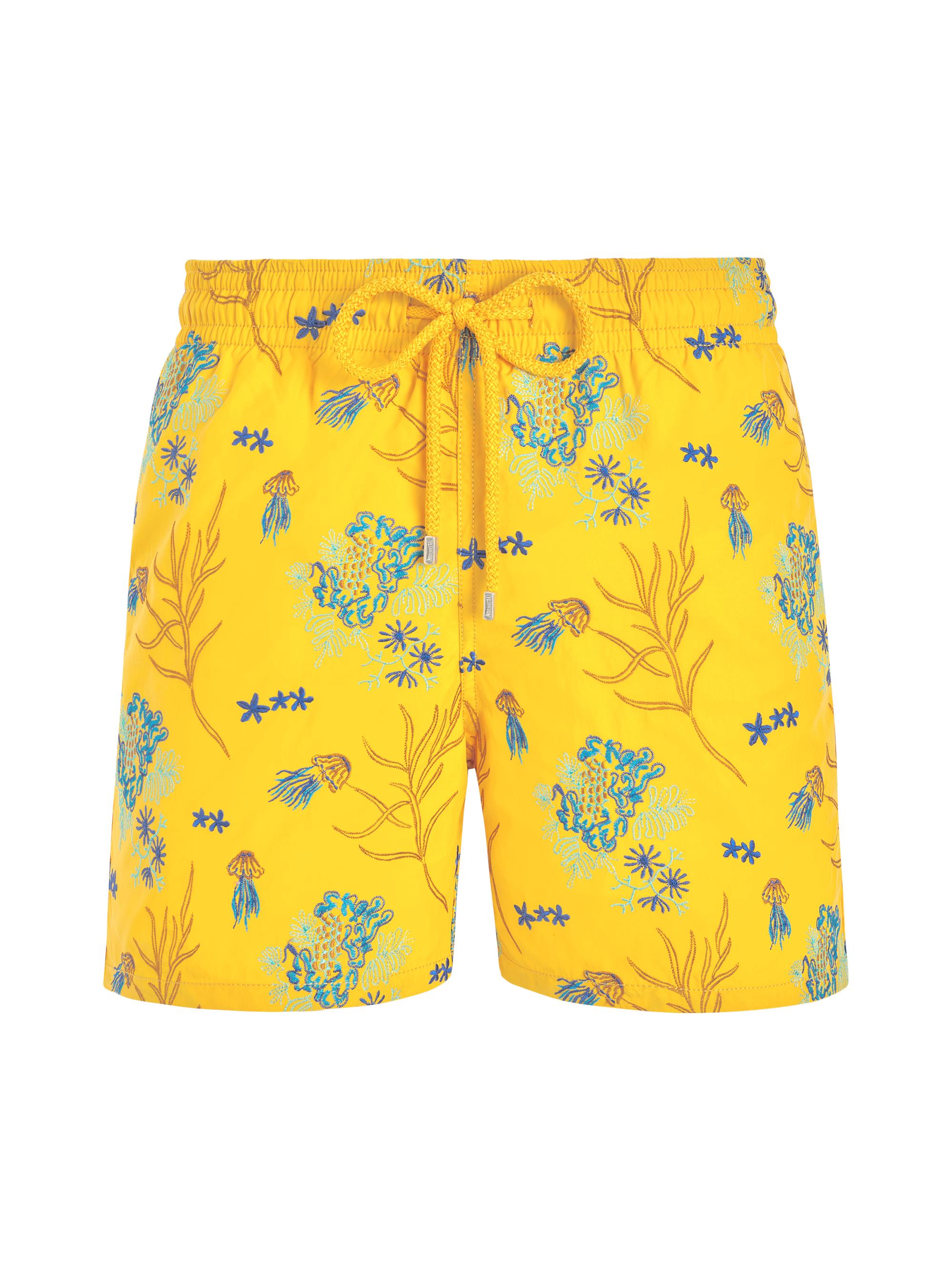 Vilebrequin Men's Embroidered Medusa Flowers Swim Trunks - Mais