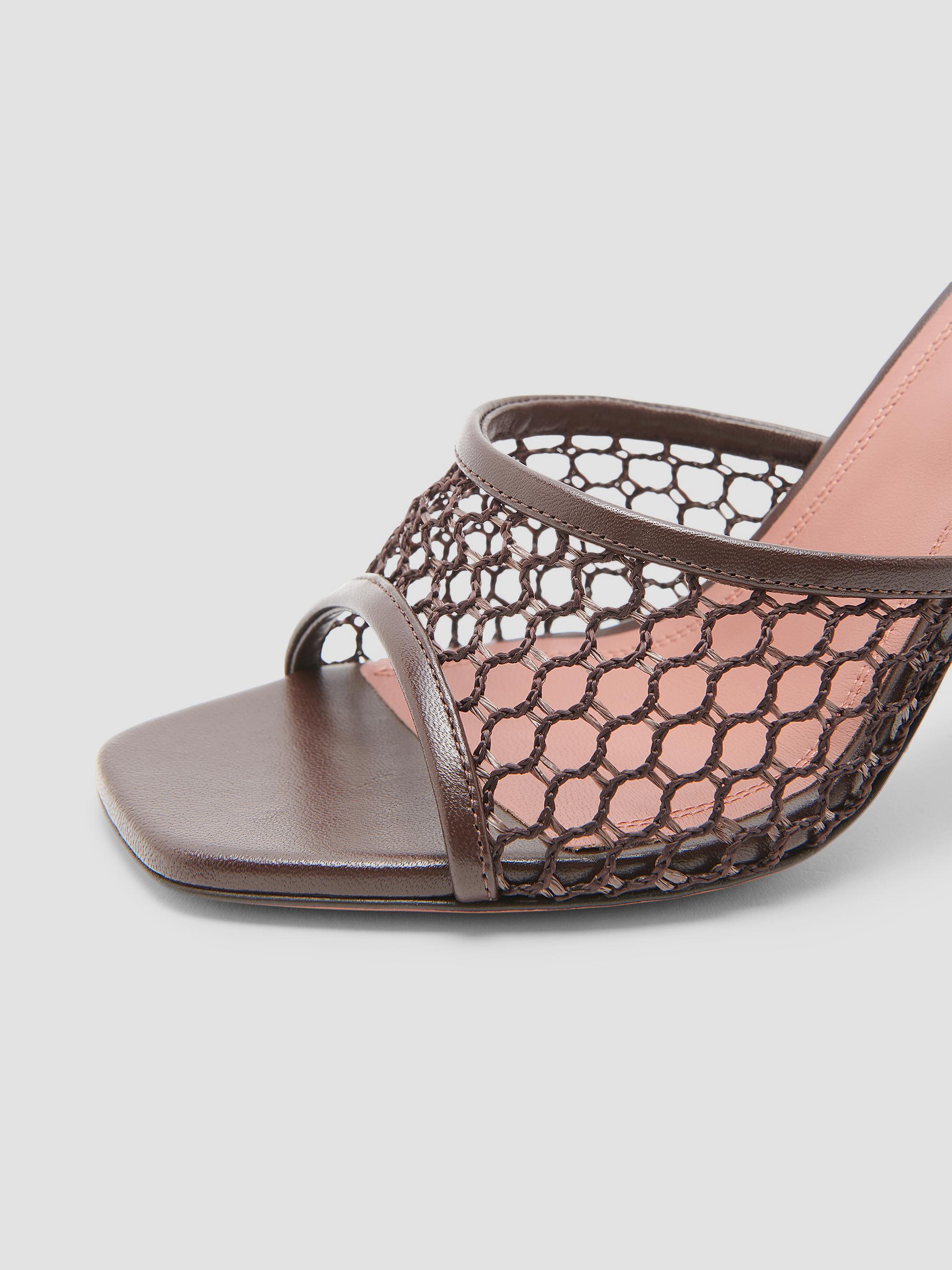 Amina Muaddi Lupita 95MM Mesh & Leather Mules | Saks Fifth Avenue
