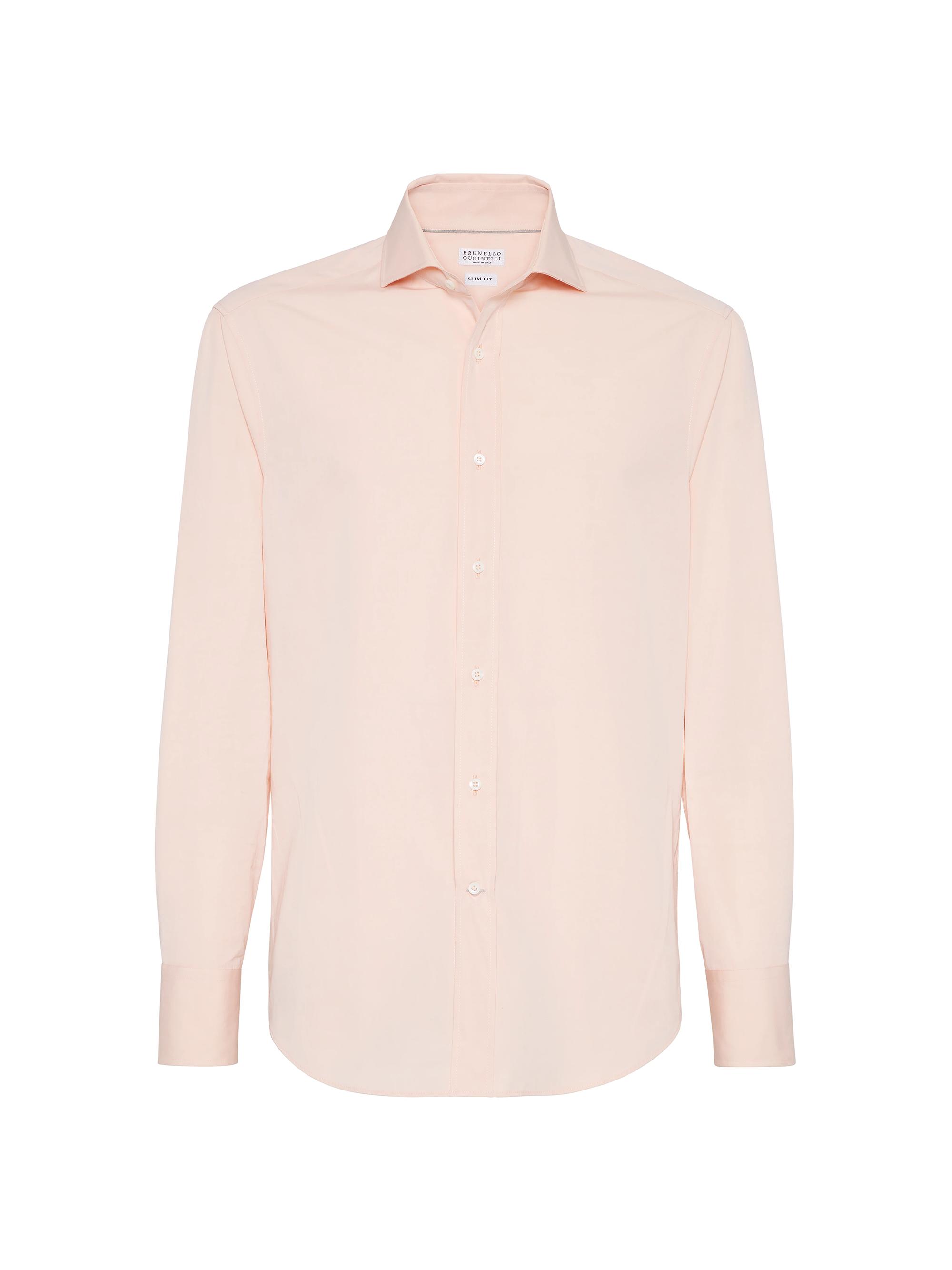 Brunello Cucinelli Men's Poplin Slim Fit Shirt with Spread Collar - Open Pink