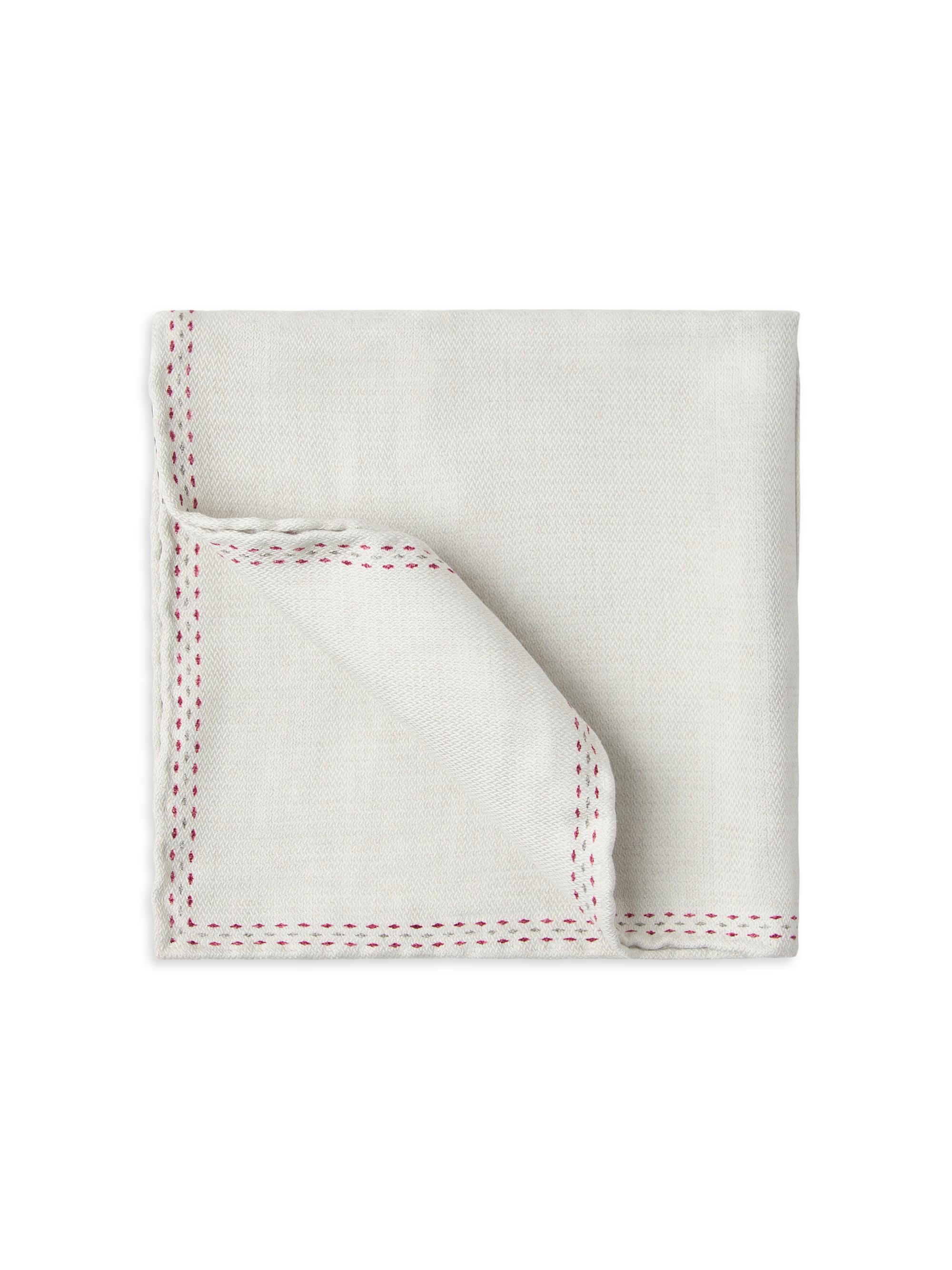 Brunello Cucinelli Men's Silk Pocket Square with Printed Logo - Orange