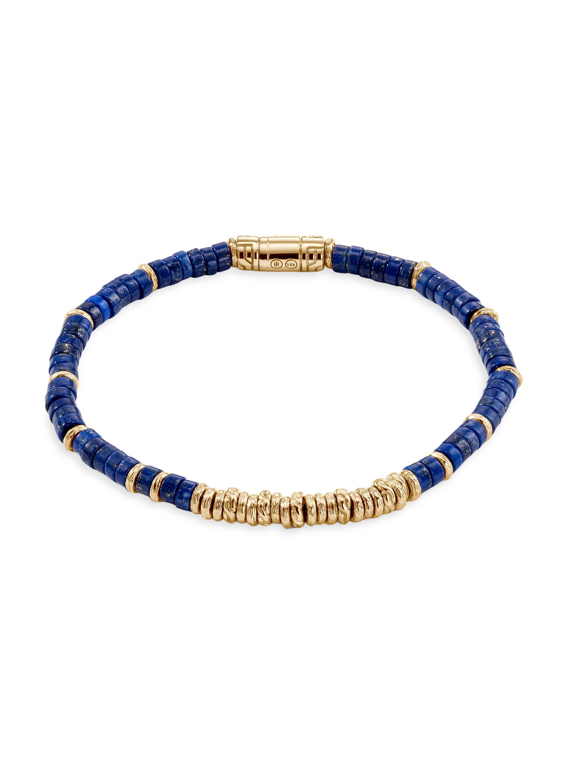 John Hardy Men's Thailand 14K Yellow Gold & Lapis Lazuli Beaded Bracelet - Blue