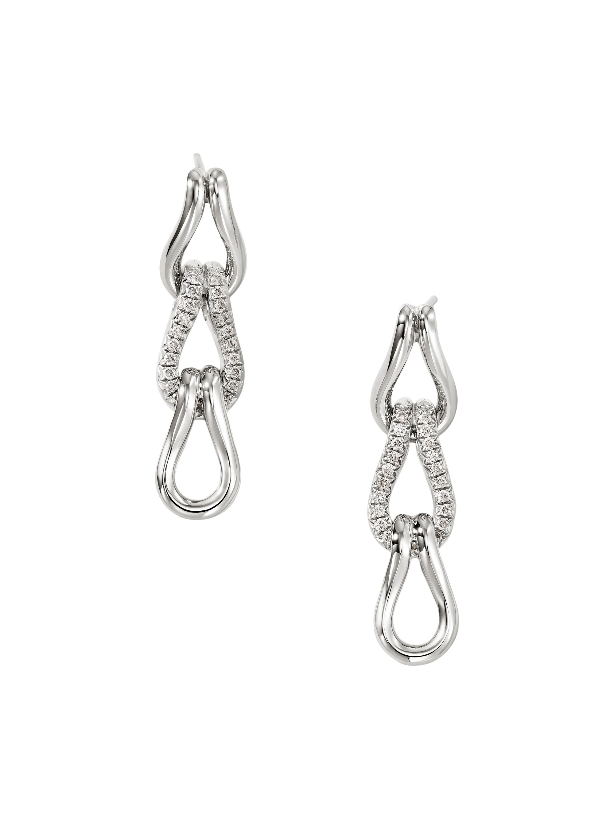 John Hardy Women's Surf Sterling Silver & 0.36 TCW Diamond Triple-Link Drop Earrings - Silver