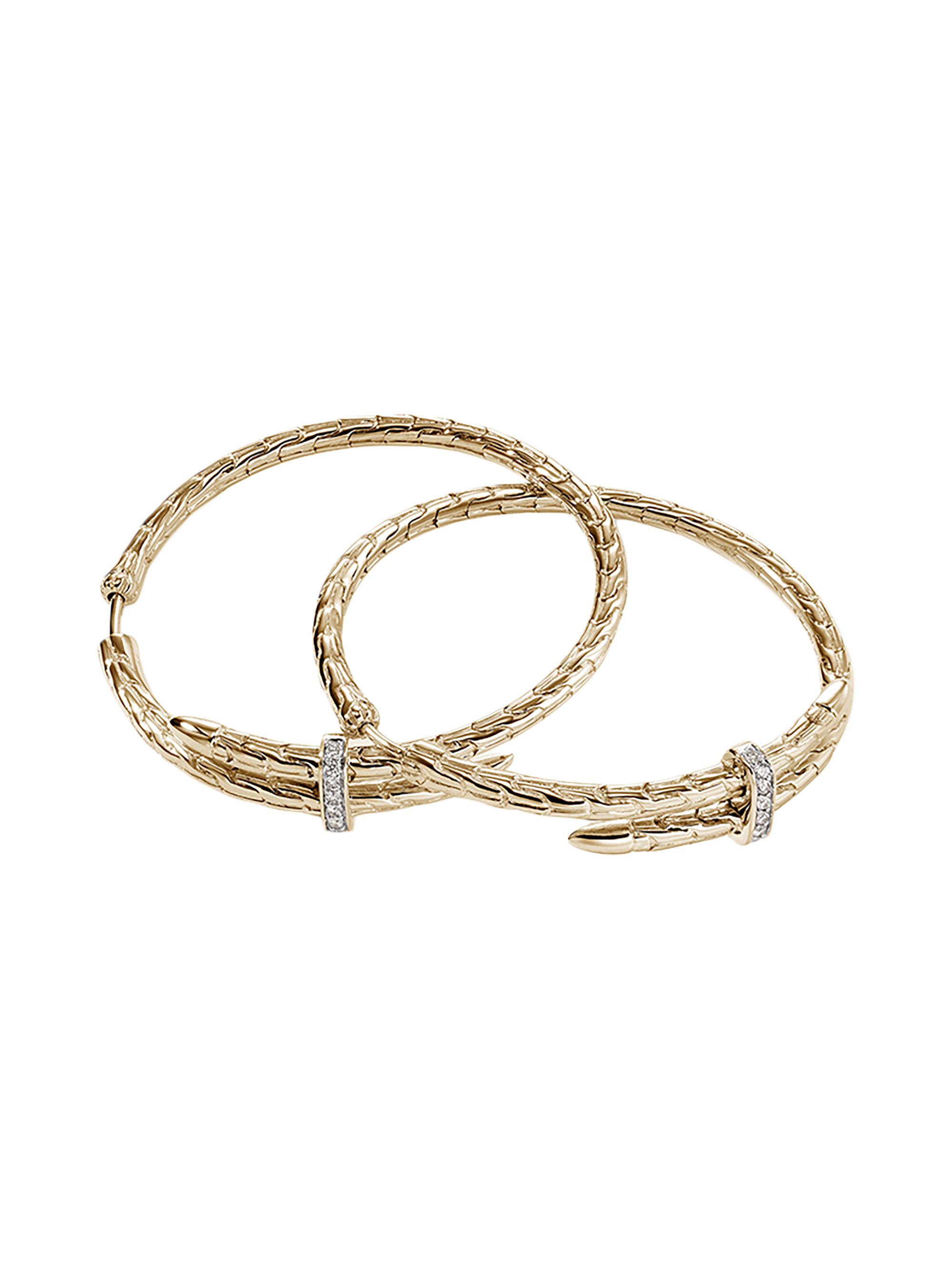 John Hardy Women's Classic Chain 14K Yellow Gold & 0.12 TCW Diamond Hoop Earrings - Yellow Gold