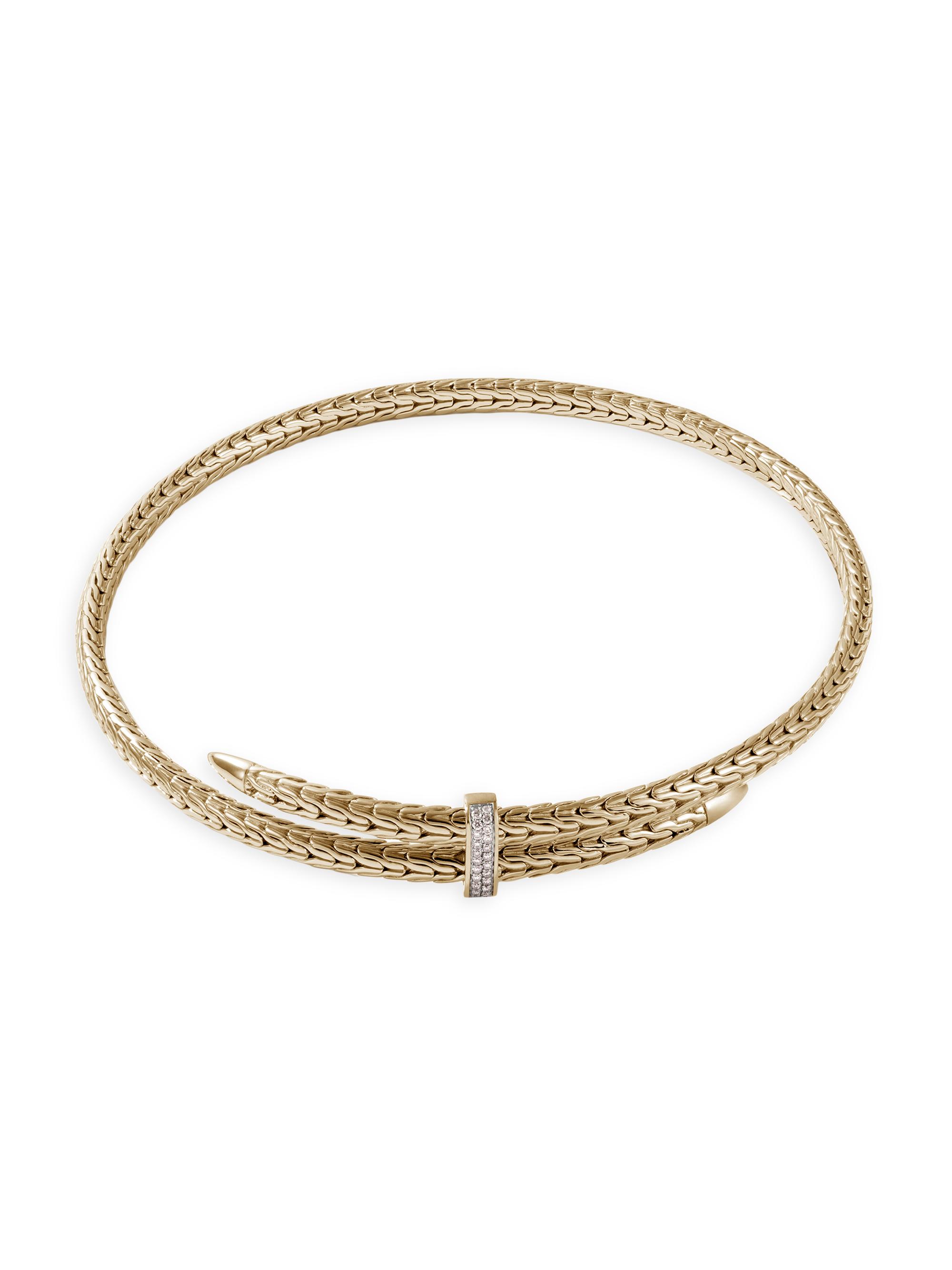 John Hardy Women's Spear 14K Yellow Gold & 0.24 TCW Diamond Flexible Choker/15" - Gold
