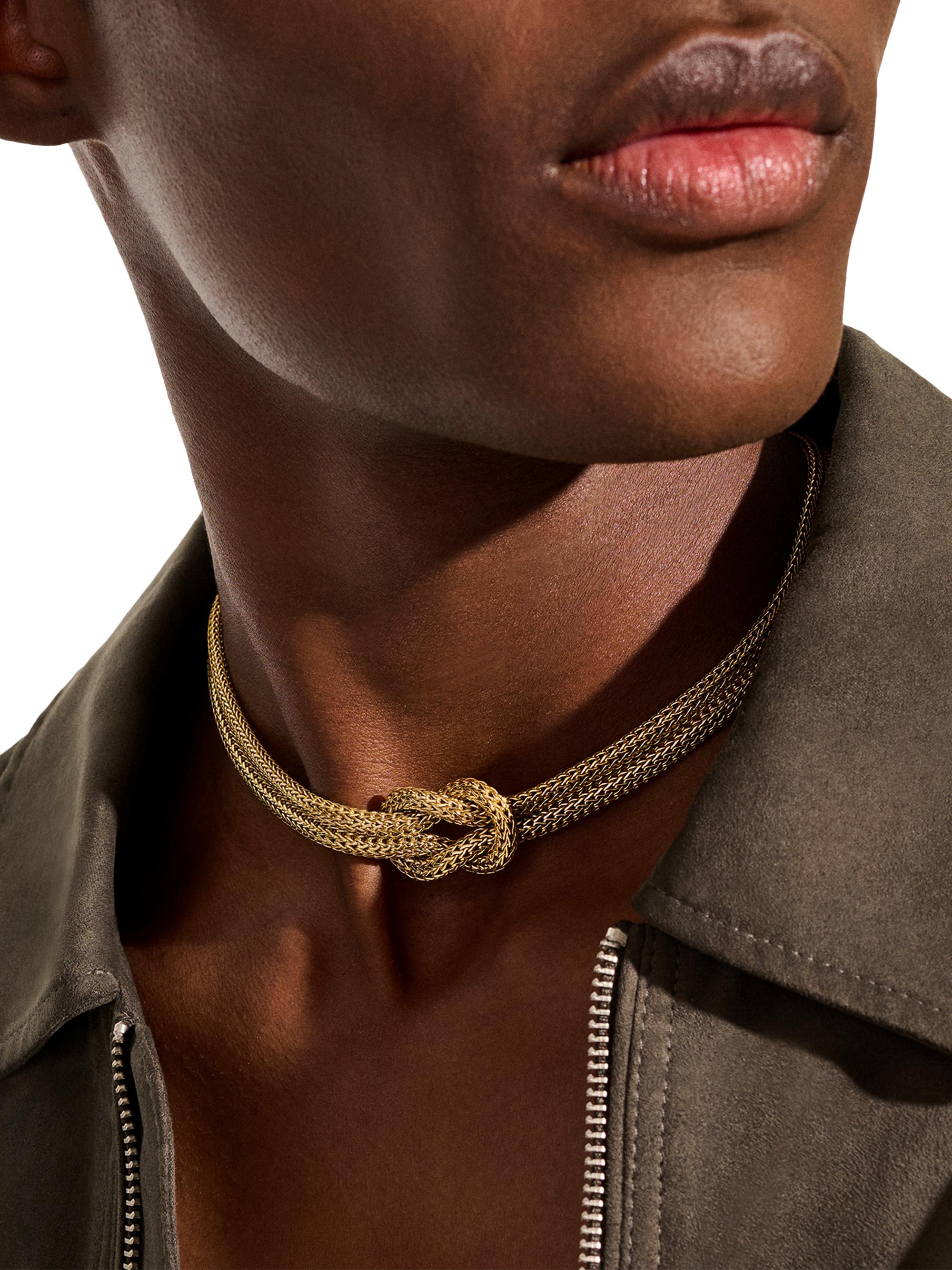 John Hardy Love Knot 14K Yellow Gold Double-Chain Necklace - Yellow Gold - back view in Yellow gold