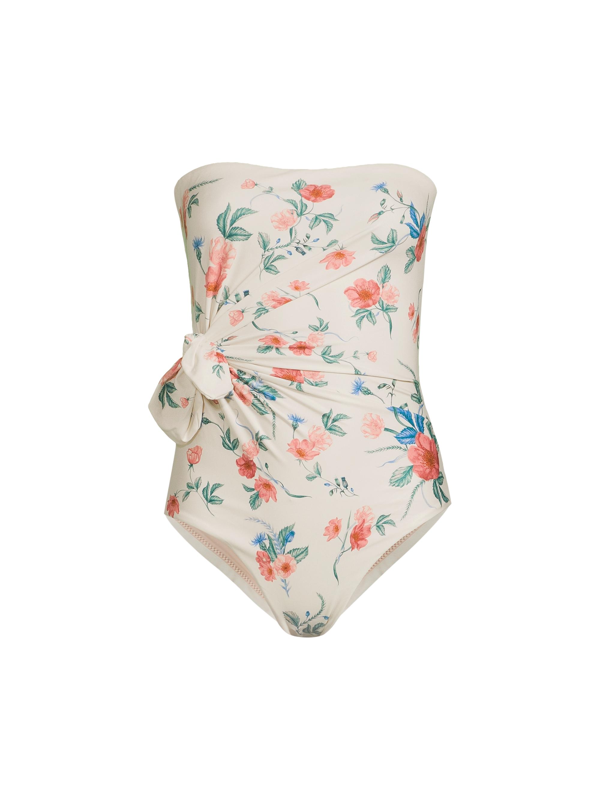 Agua by Agua Bendita Women's Morena Mosqueta Floral Tie Strapless One-Piece Swimsuit