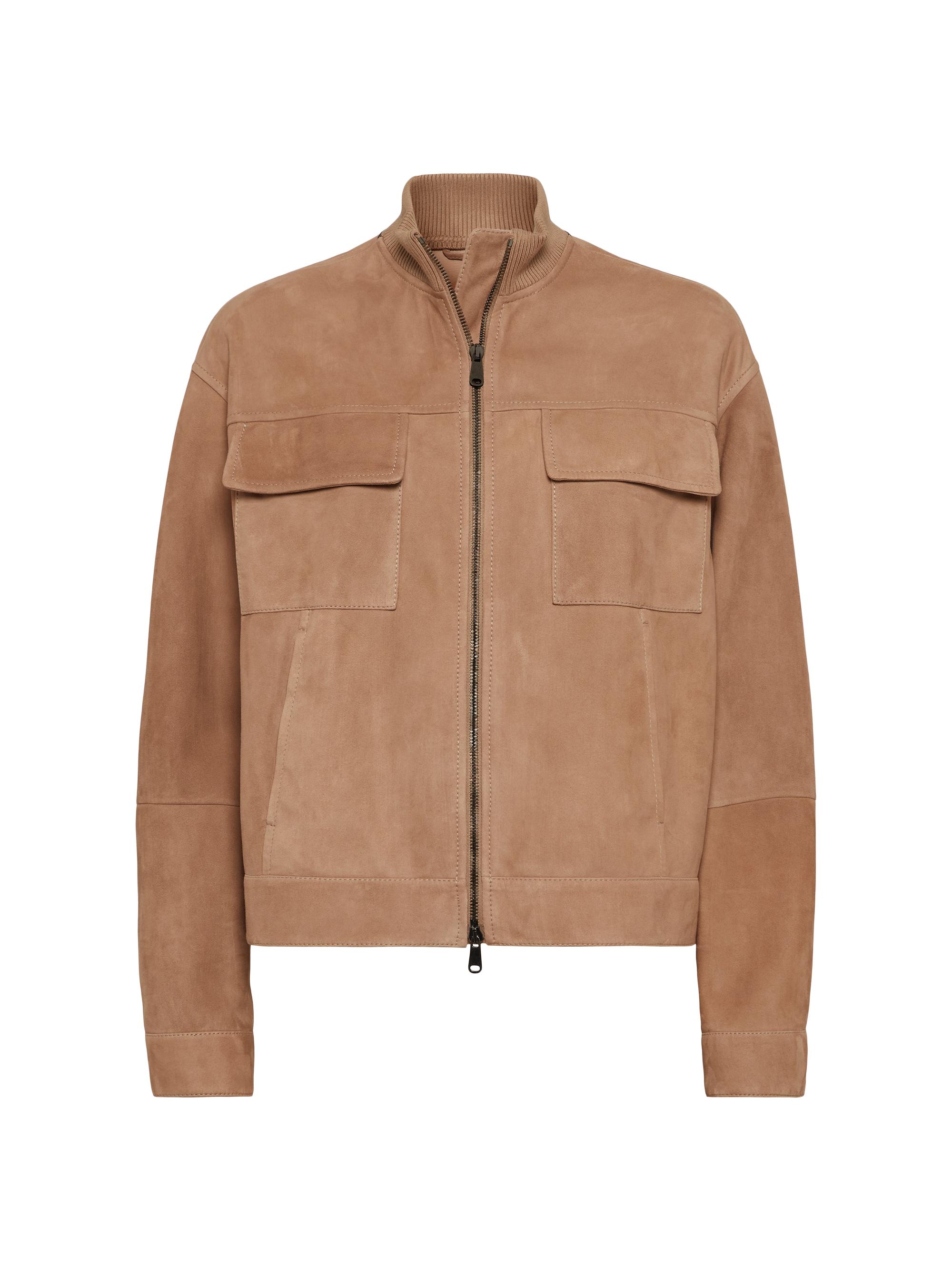 Brunello Cucinelli Women's Couture Suede Outerwear Jacket with Monili - Rust Brown