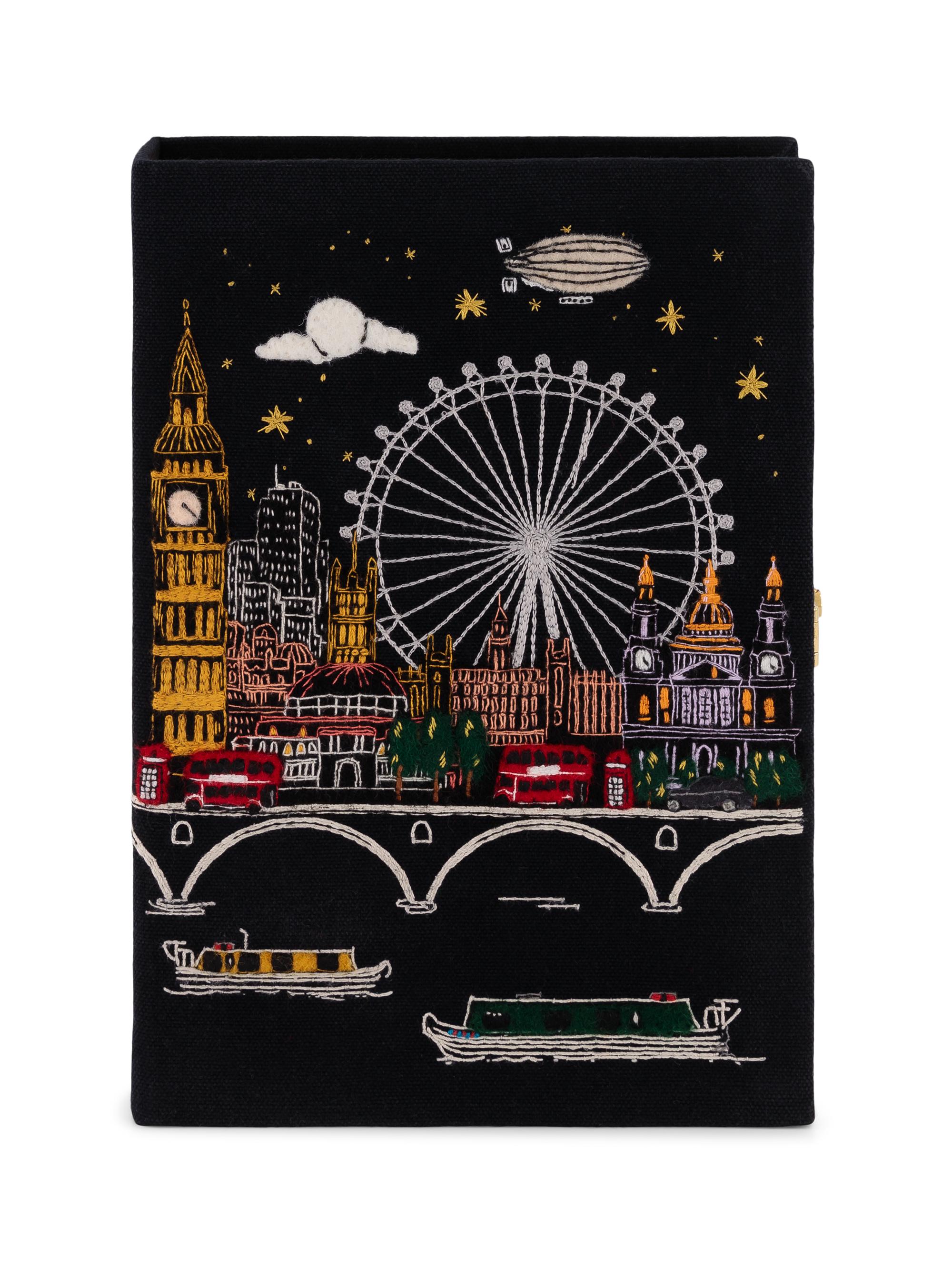 Olympia Le Tan Women's London Skyline Embroidered Book Clutch - Black