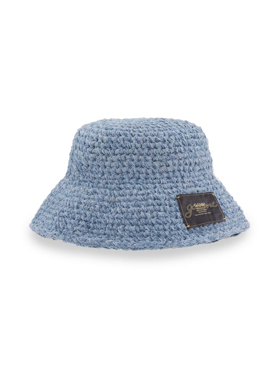 【GANNI】Logo patch denim bucket hat/追跡+関税+全国送料込み Ganni Logo-Patch Denim Bucket Hat In Blue - 68% Off
