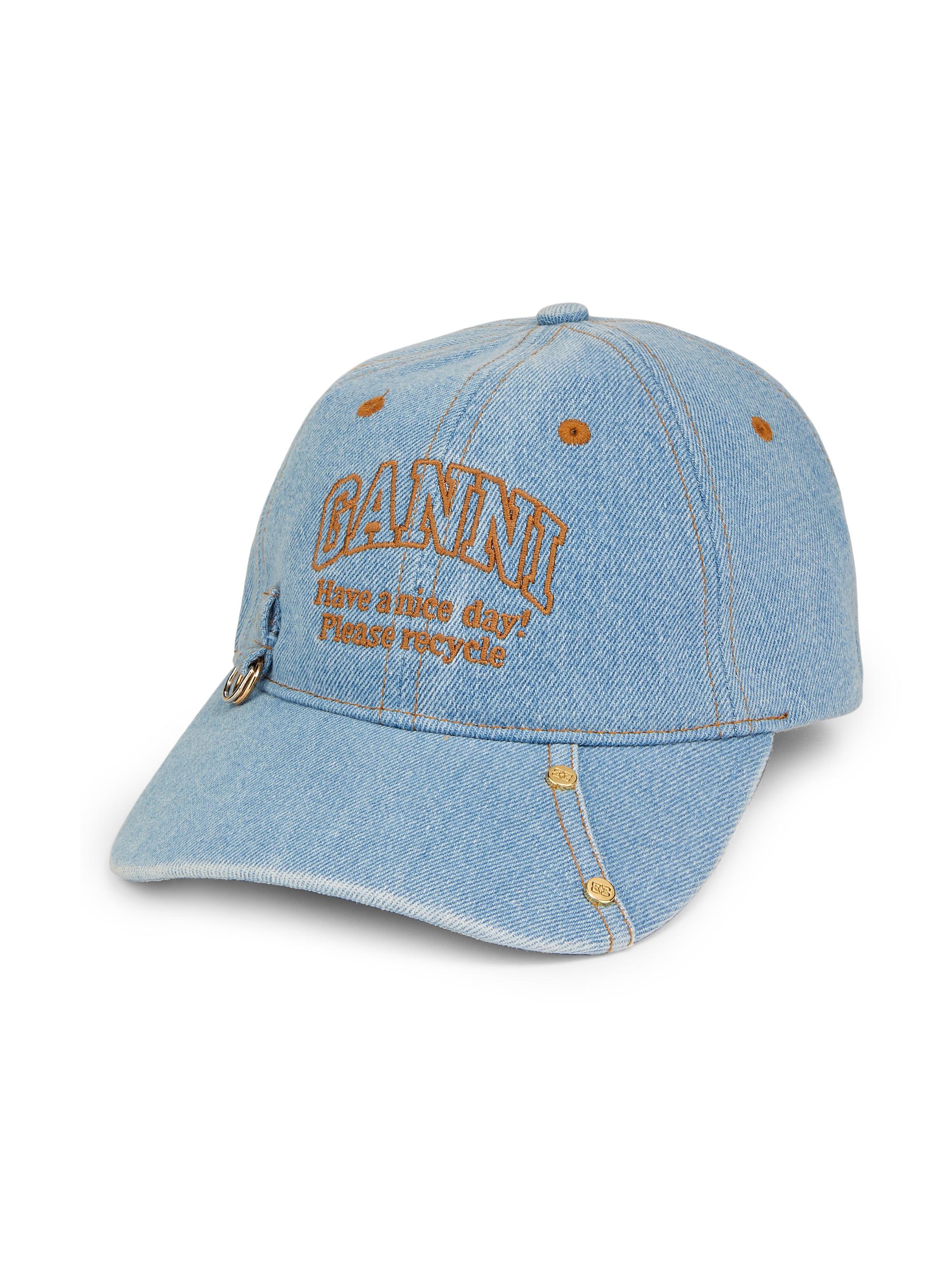 Ganni Women's'Have A Nice Day'Denim Cap - Faded Denim