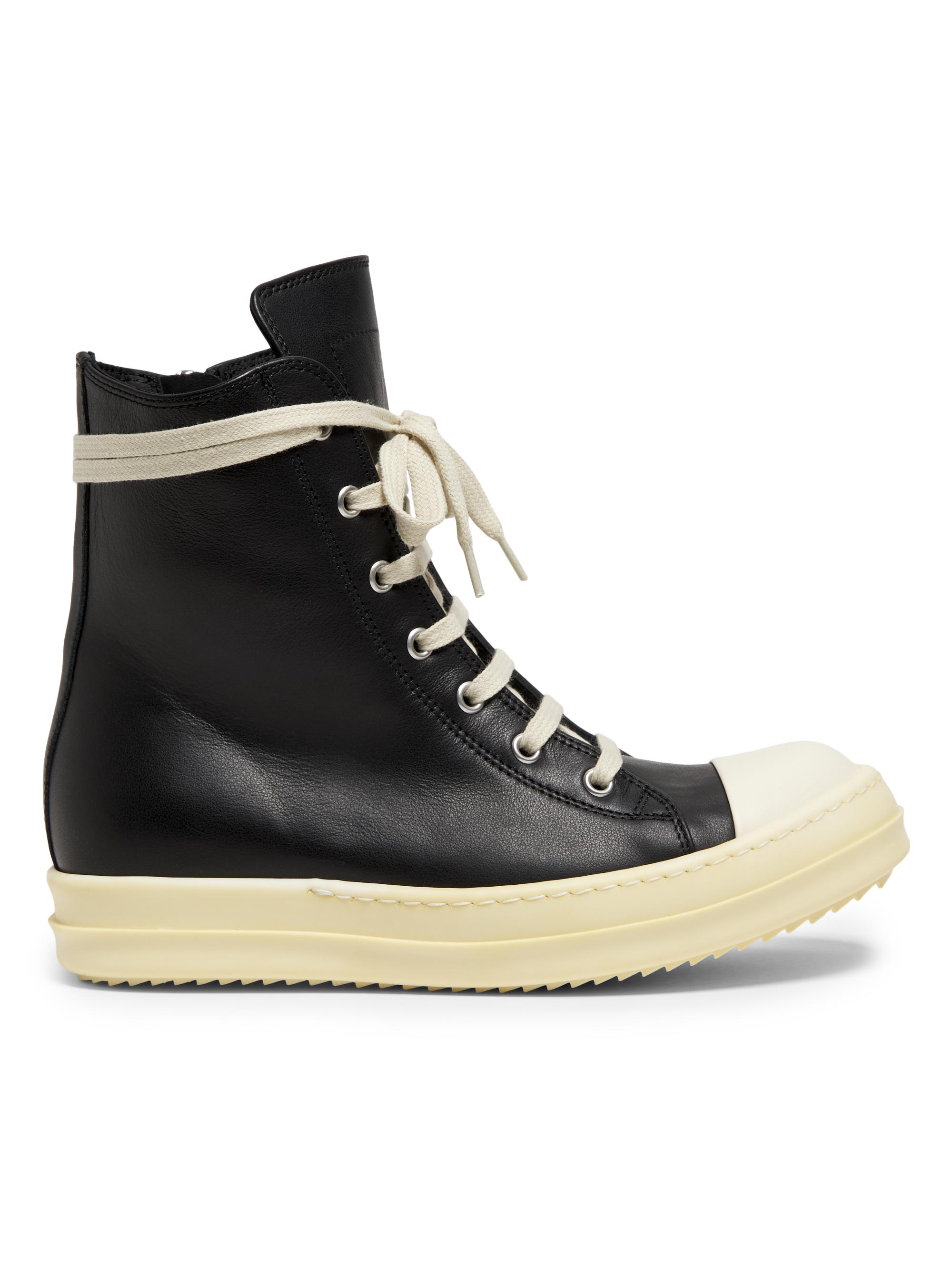 Rick Owens Women's Leather High-Top Sneakers - Black Milk