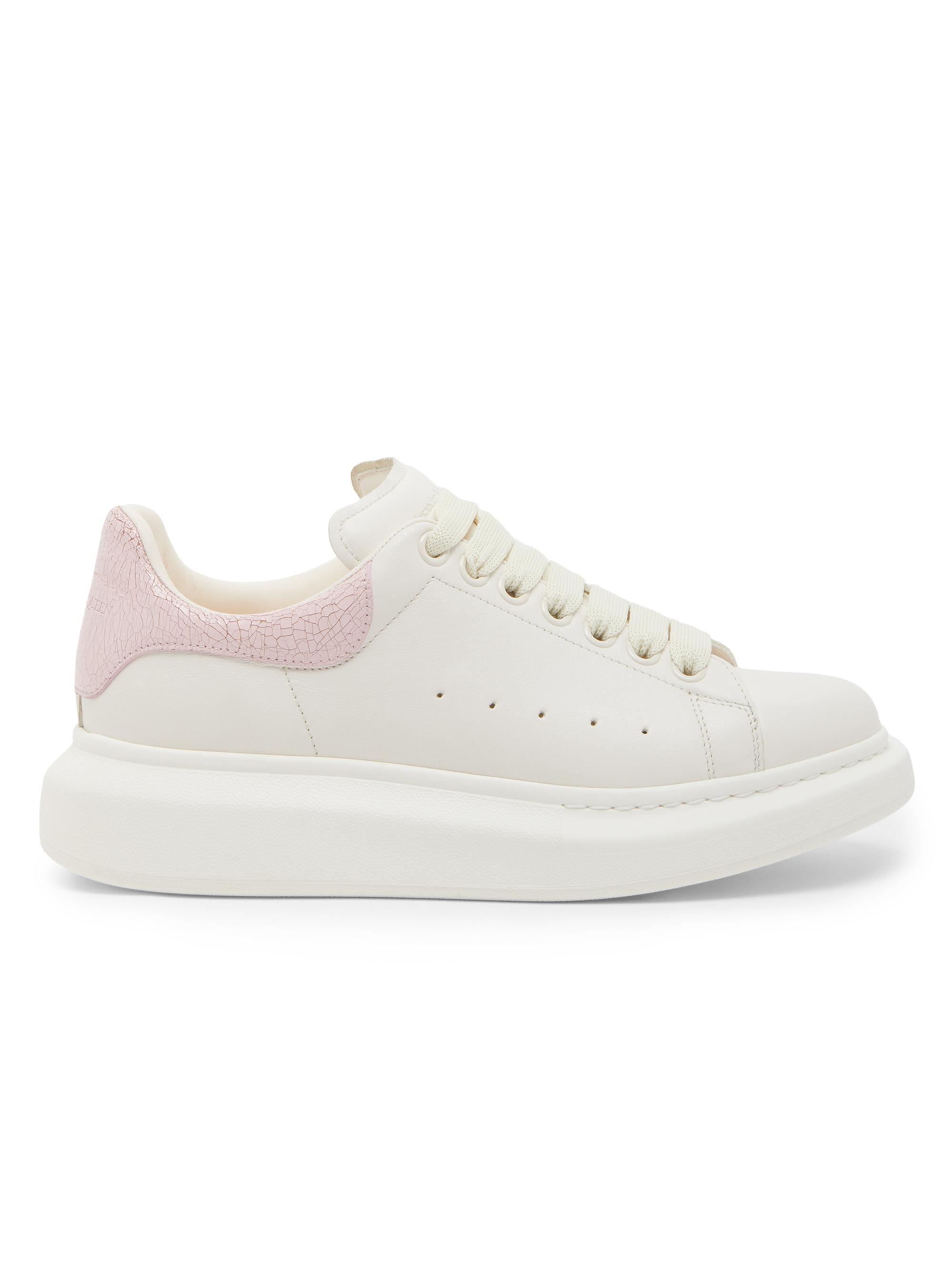 McQueen Women's Rubber Leather Sneakers - Off White Pink