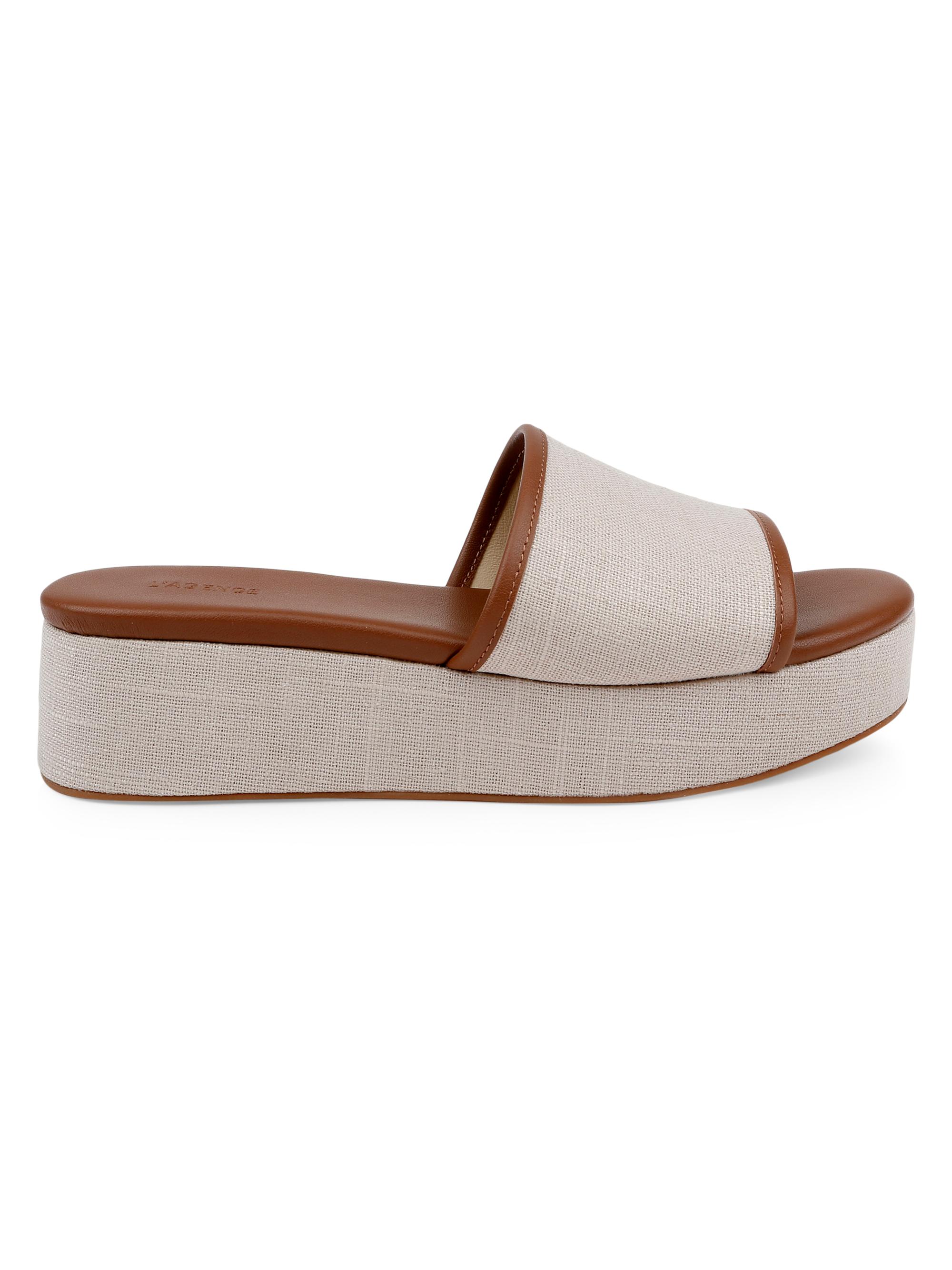 L'AGENCE Women's Inaya 50MM Cotton Platform Slip-On Sandals - Natural Linen