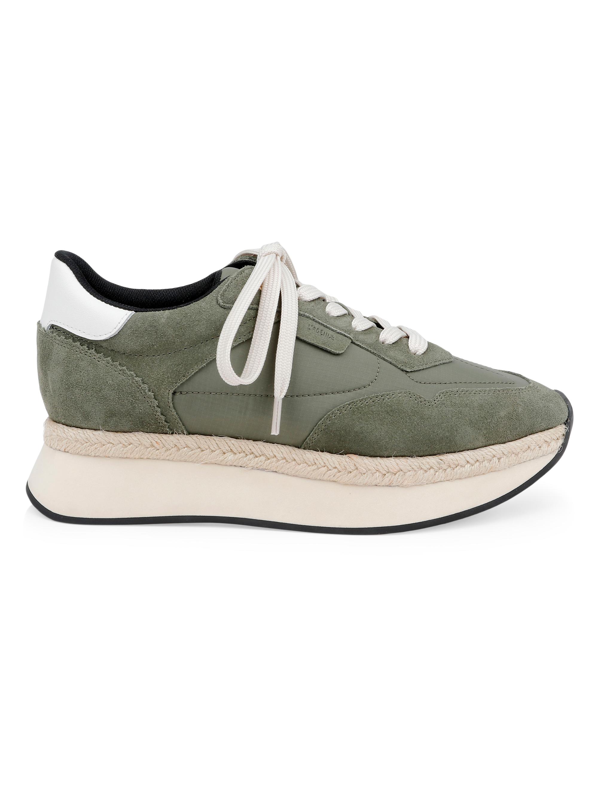 L'AGENCE Women's Ivone Suede & Nylon Platform Sneakers - Khaki Suede