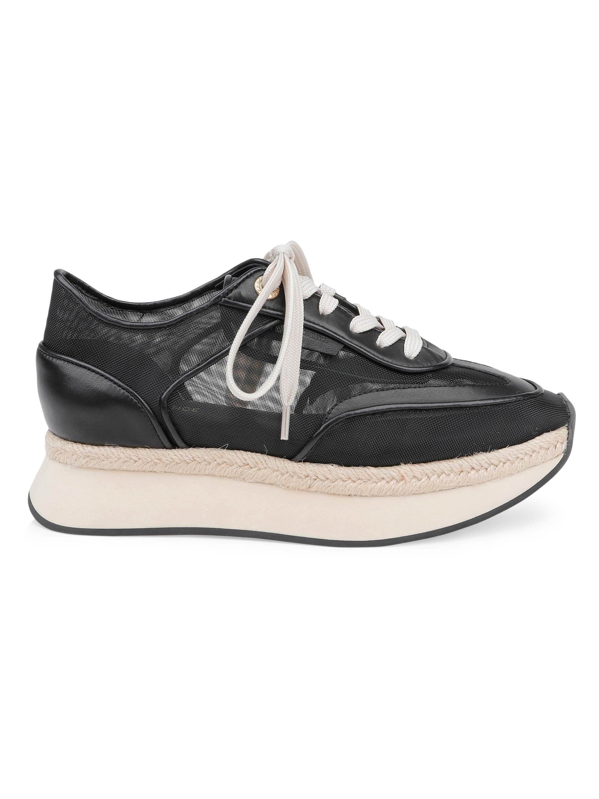L'AGENCE Women's Iris Mesh & Leather Platform Sneakers - Black Mesh